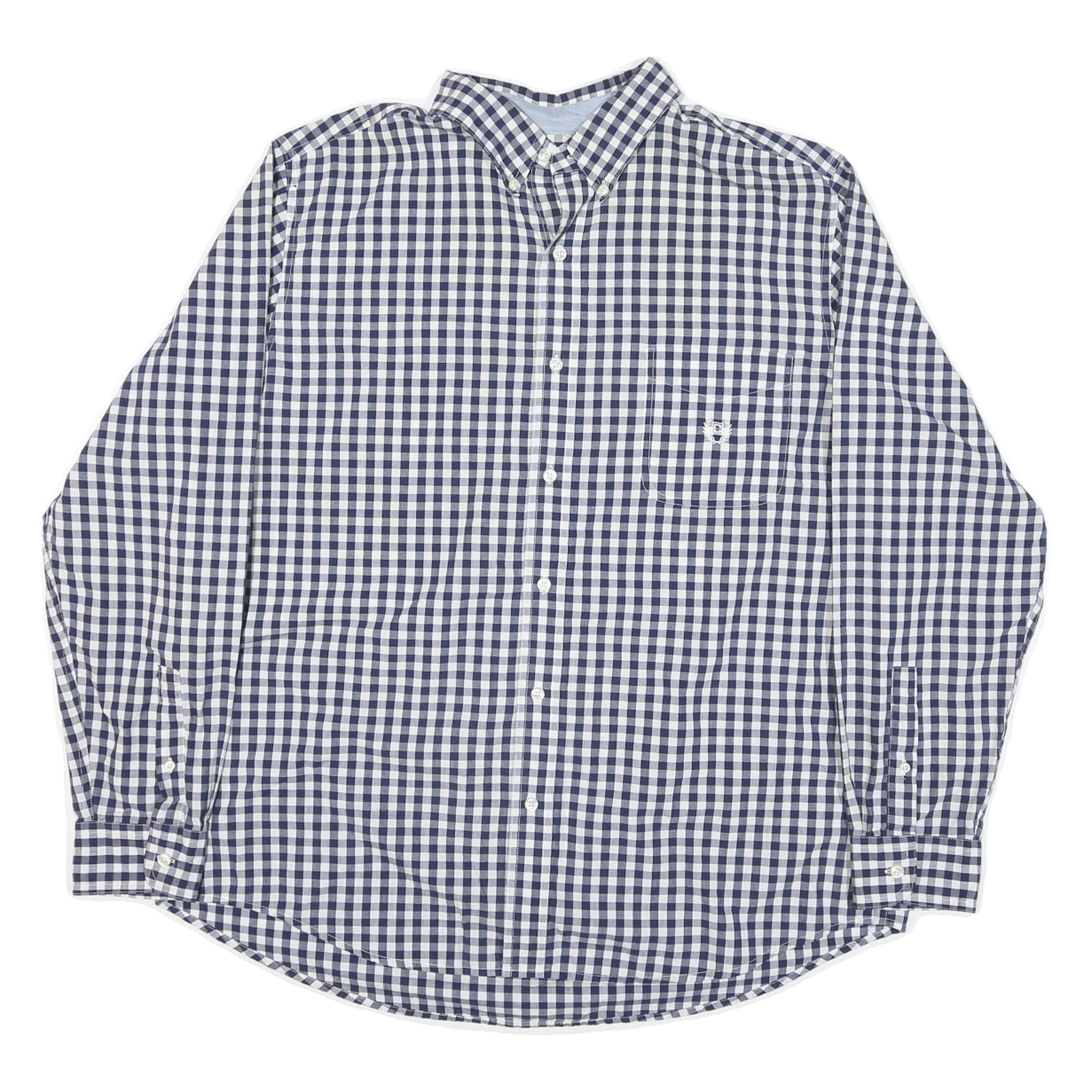 CHAPS Mens Blue & White Check Shirt XL Cotton Blend Long Sleeve Button Down Refurbished - N/A refurbished available on Cerqular