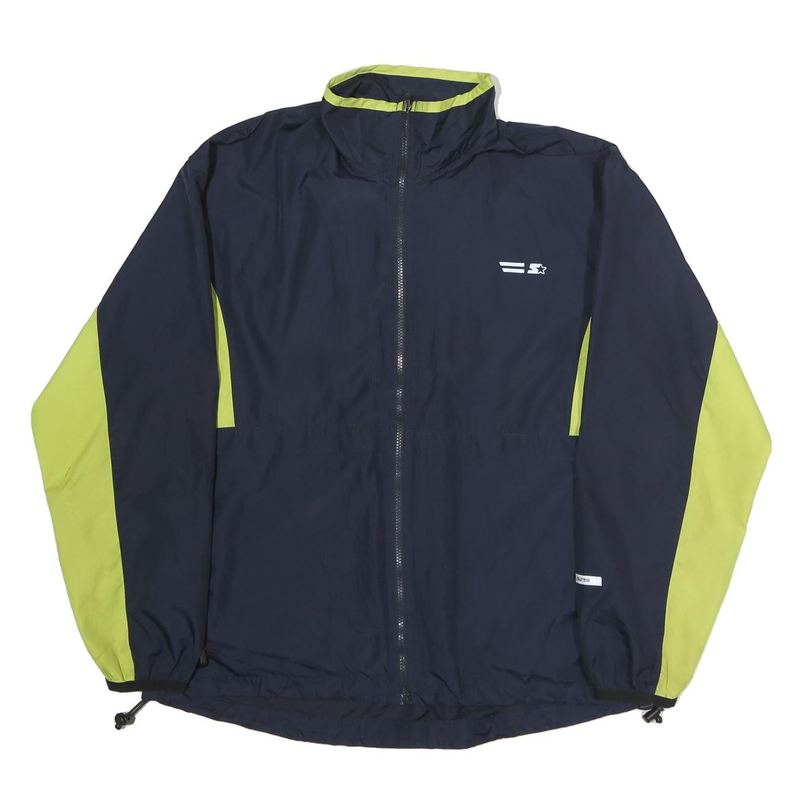 STARTER Mens Navy & Lime Zip Jacket L Polyester Lightweight Track Top Sportswear Refurbished - N/A refurbished available on Cerqular
