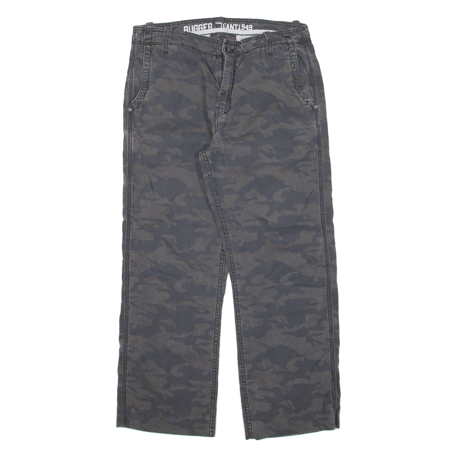 GANT Camo Mens Trousers Grey Relaxed Straight W31 L26 Refurbished - N/A refurbished available on Cerqular