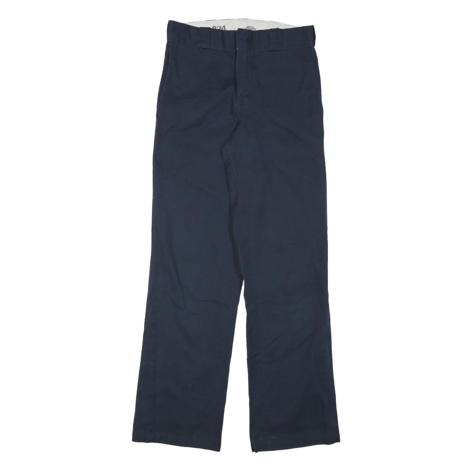 DICKIES Mens Cotton Blend Navy Regular Fit Straight Leg Trousers W27 L30 Refurbished - N/A refurbished available on Cerqular
