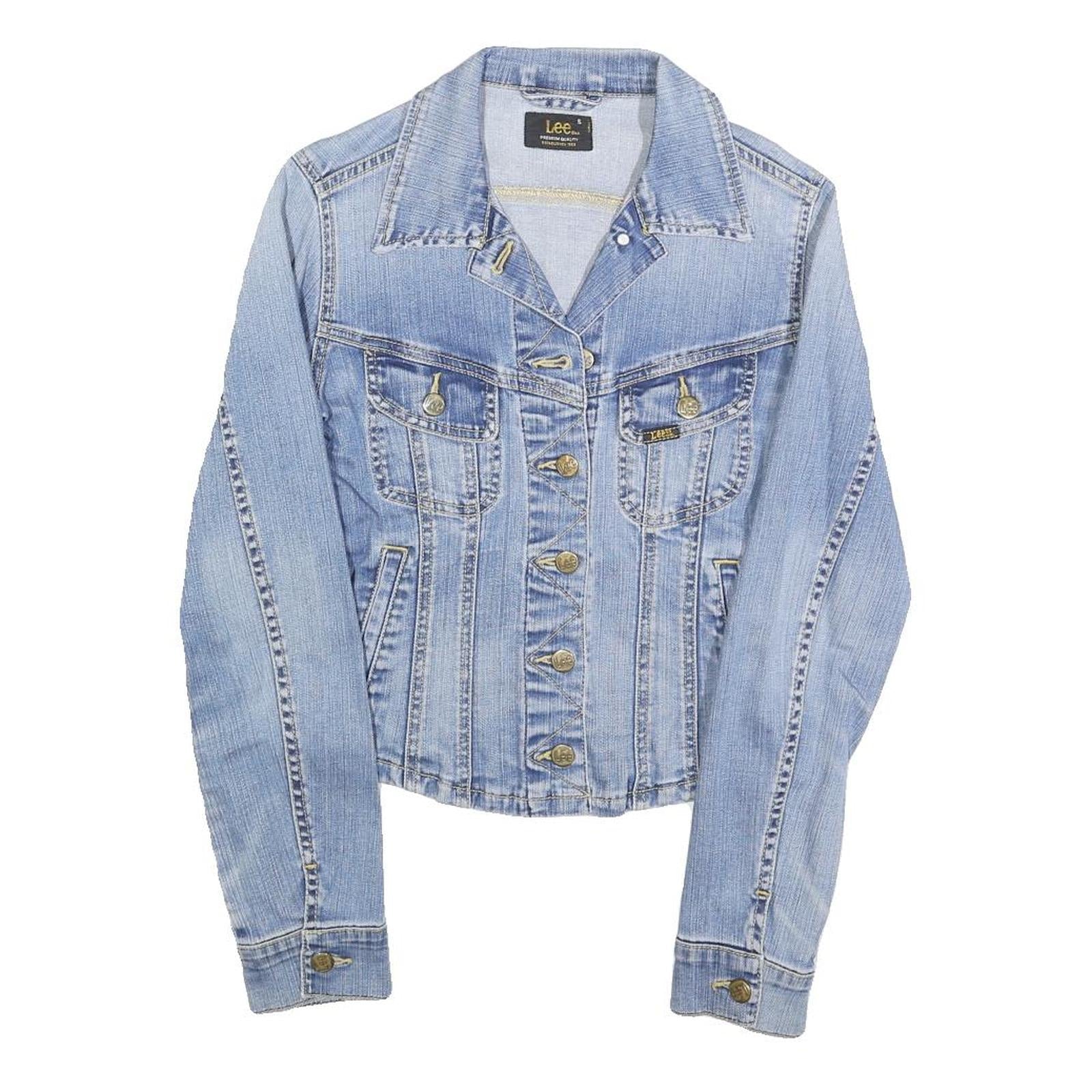 LEE Womens Blue Denim Jacket S Cotton Button Plain Classic Fit Stylish Refurbished - N/A refurbished available on Cerqular