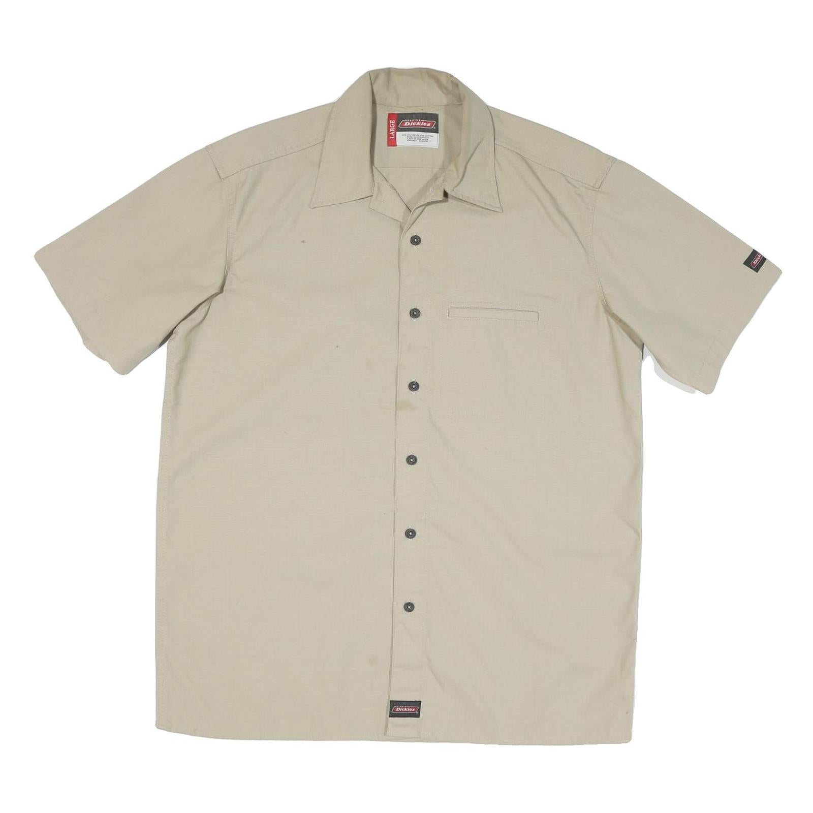 DICKIES Mens Beige Workwear Cotton Blend Shirt L Durable Practical Short Sleeve Refurbished - N/A refurbished available on Cerqular