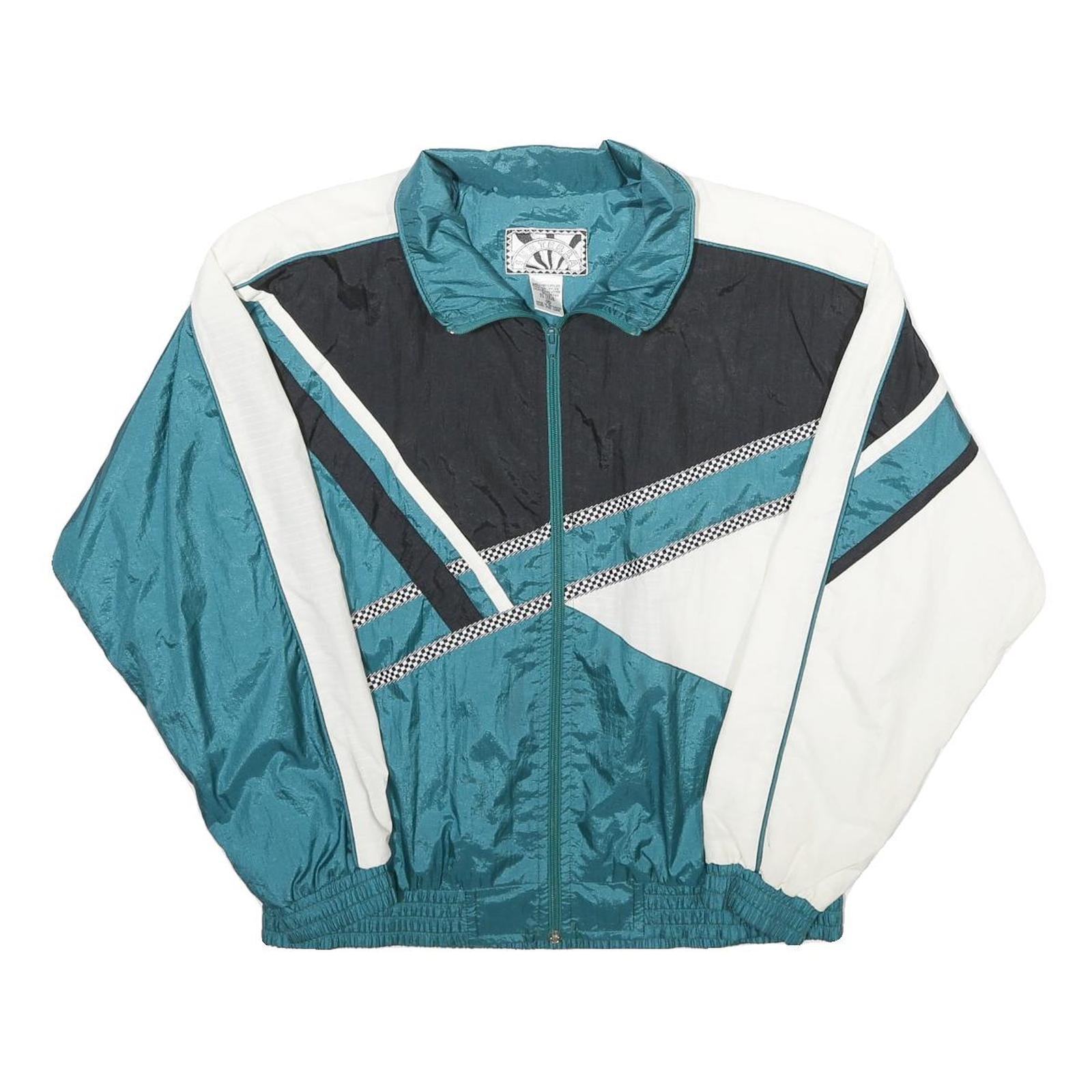 SUNTERRA Womens Teal & Black White Colourblock Zip Nylon Track Jacket M Refurbished - N/A refurbished available on Cerqular