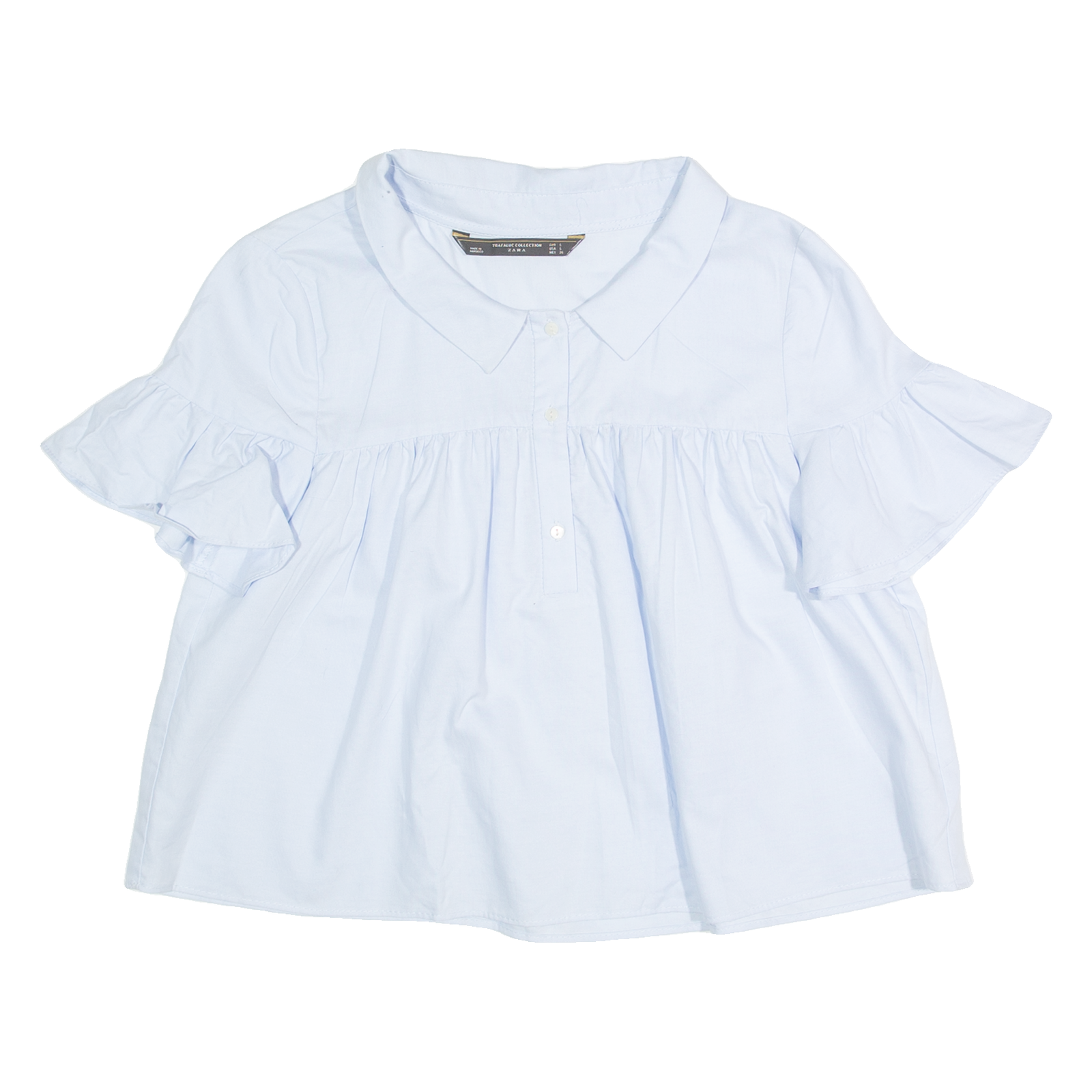 ZARA TRAFALUC Womens Smock Top Blue Collared S Refurbished - N/A refurbished available on Cerqular