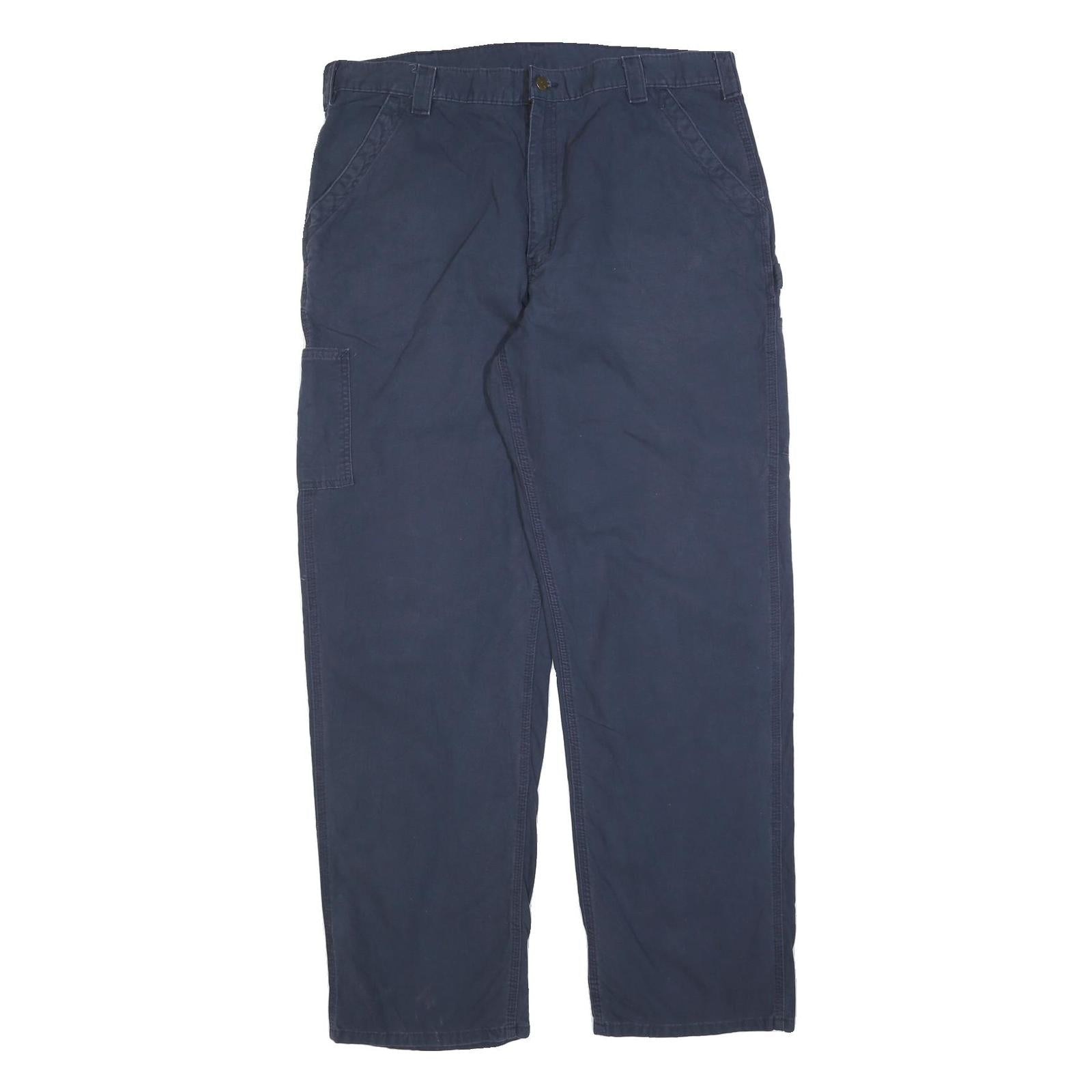 CARHARTT Mens Cotton Blend Navy Relaxed Straight Trousers W40 L34 Workwear Refurbished - N/A refurbished available on Cerqular