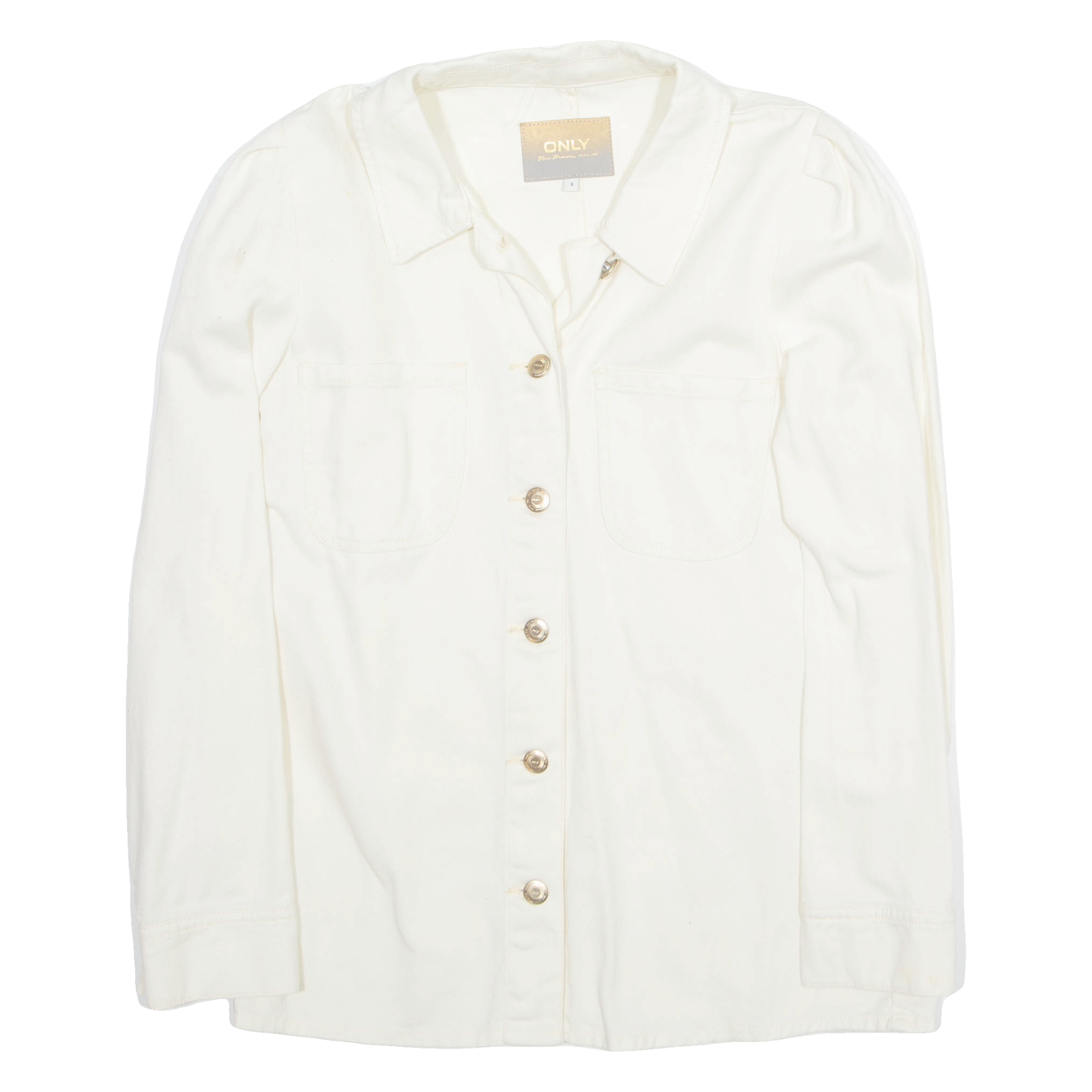 ONLY Womens Shirt Beige Collared Long Sleeve S Refurbished - N/A refurbished available on Cerqular