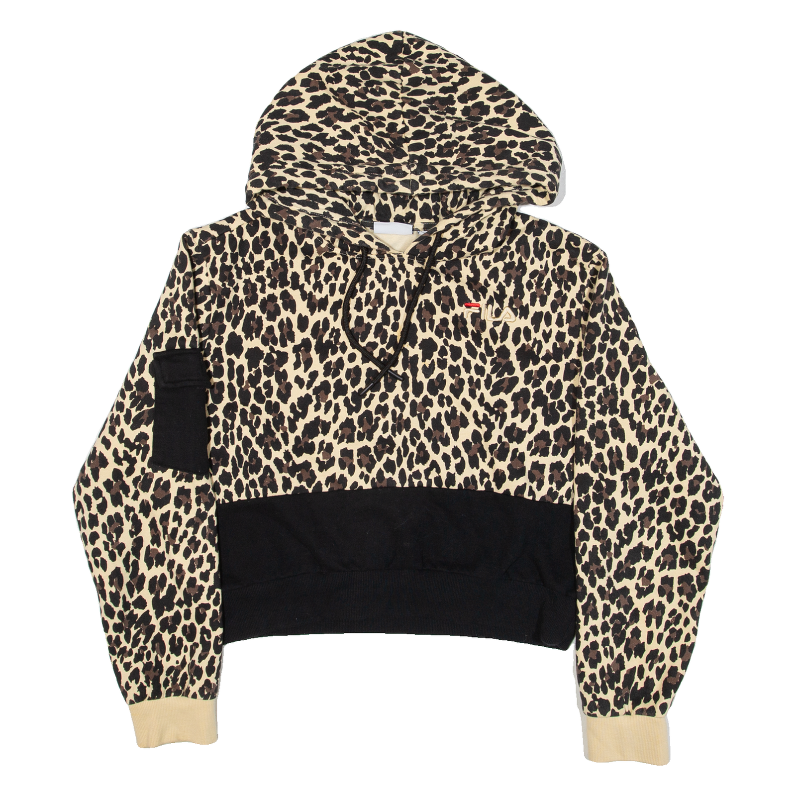 FILA Cropped Animal Print Womens Brown Hoodie L Refurbished - N/A refurbished available on Cerqular