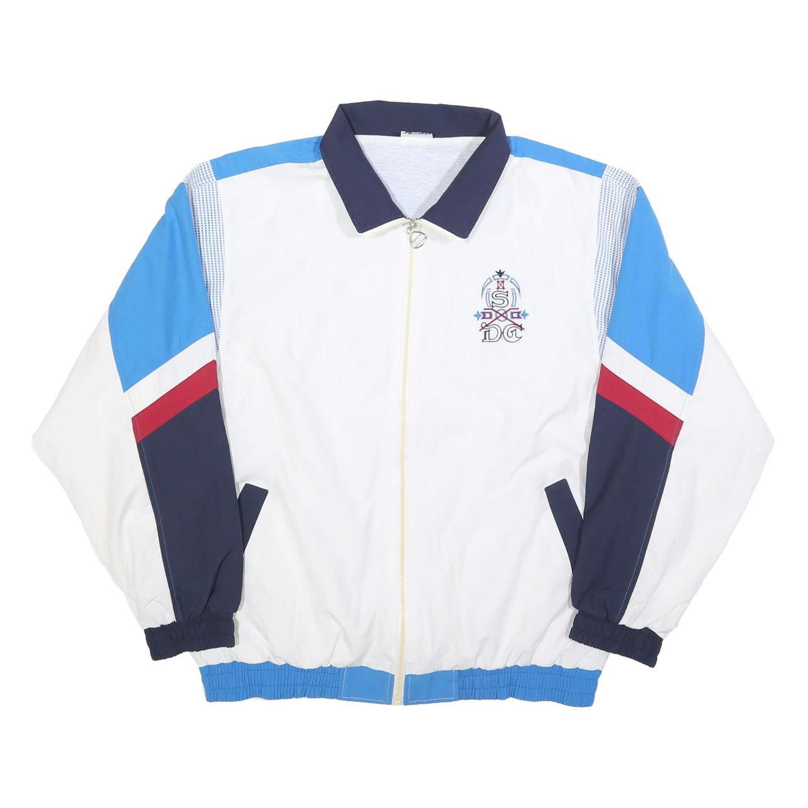 SHOOTER Mens White Navy & Blue Zip Jacket XL Polyester Colourblock Sportswear Refurbished - N/A refurbished available on Cerqular