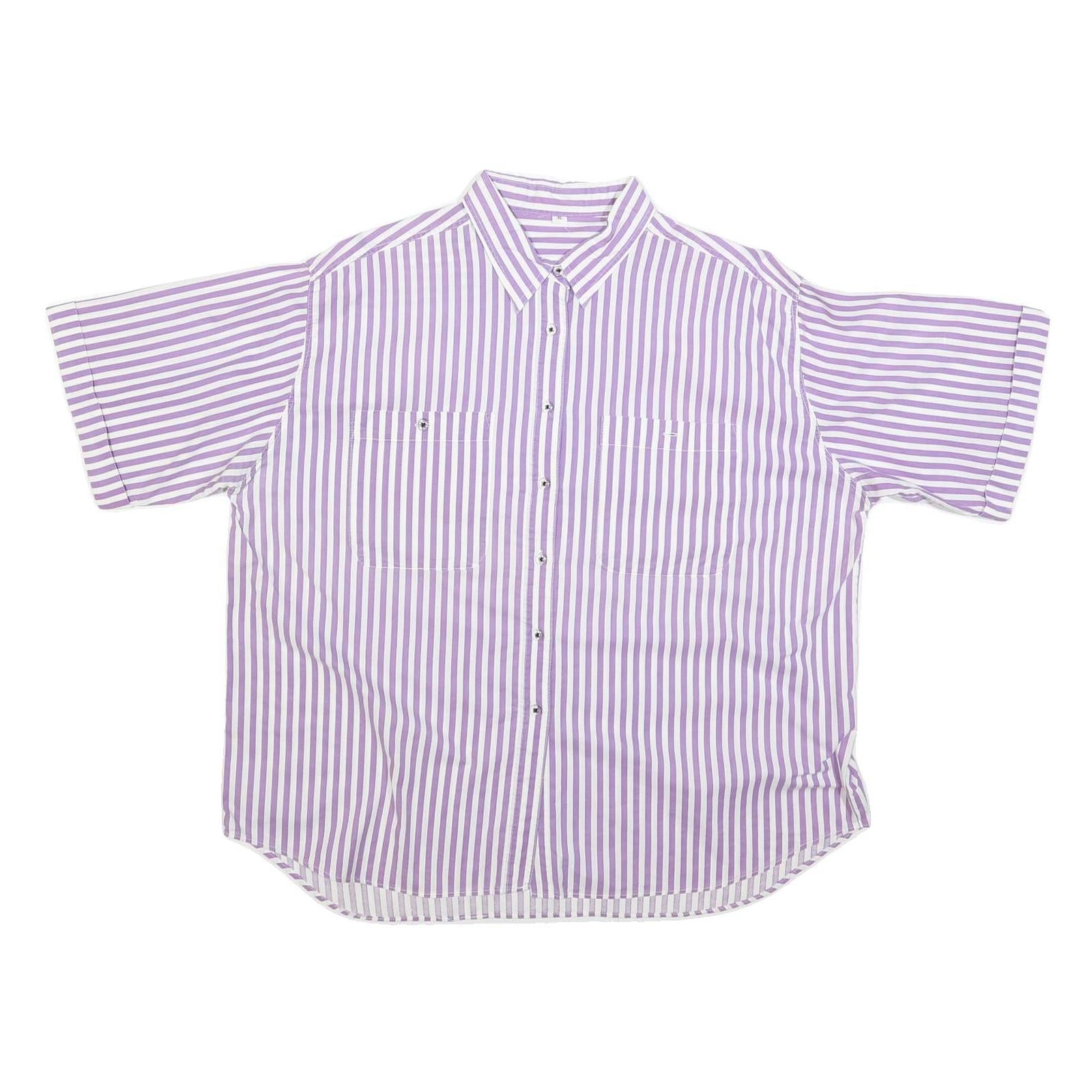 Buy Womens White & Purple Striped Shirt XL Cotton Blend Casual Boxy Fit Short Sleeve Refurbished - $16.89 Womens White & Purple Striped Shirt XL Cotton Blend Casual Boxy Fit Short Sleeve Refurbished - N/A refurbished available on Cerqular