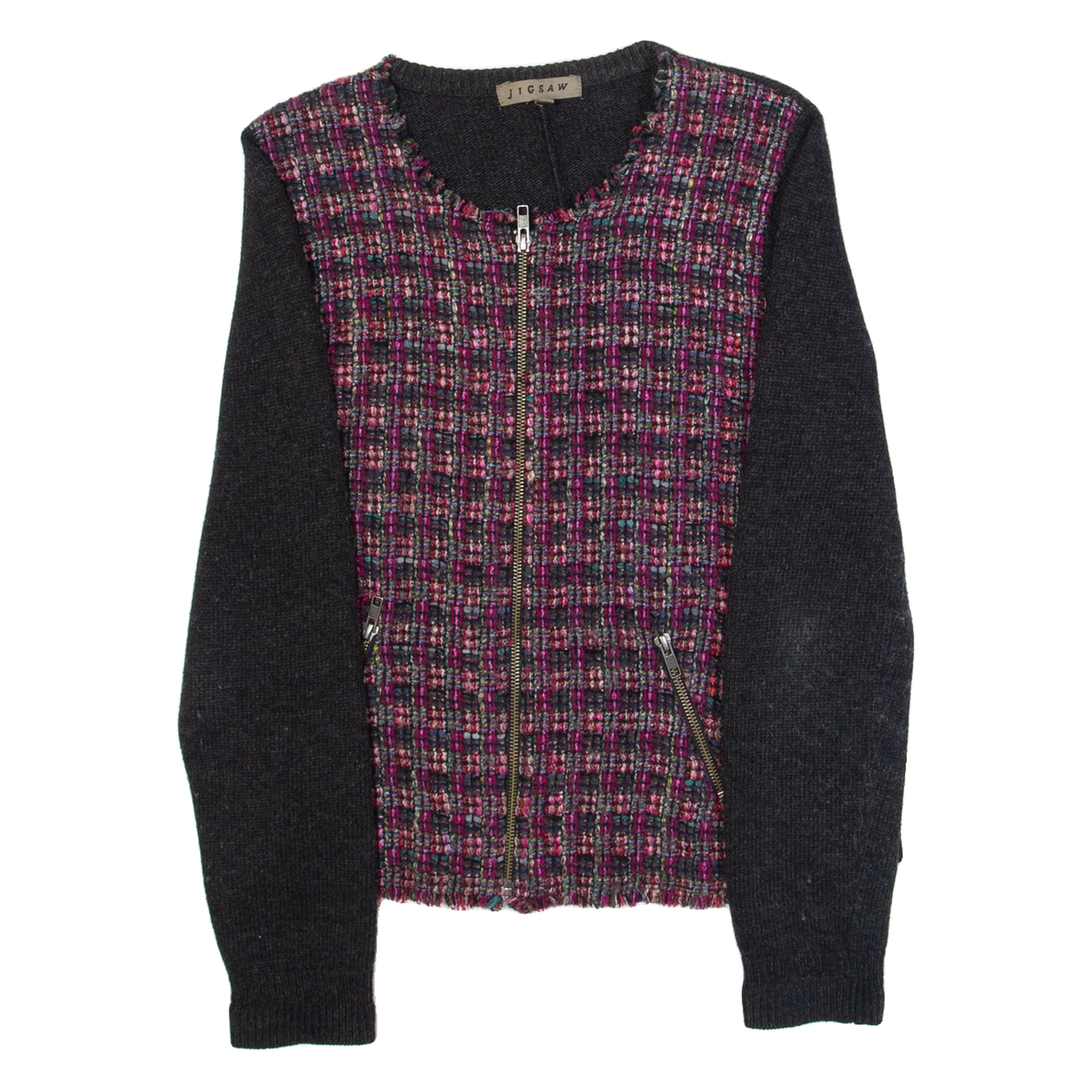 JIGSAW Womens Jacket Pink Wool Crazy Pattern S Refurbished - N/A refurbished available on Cerqular