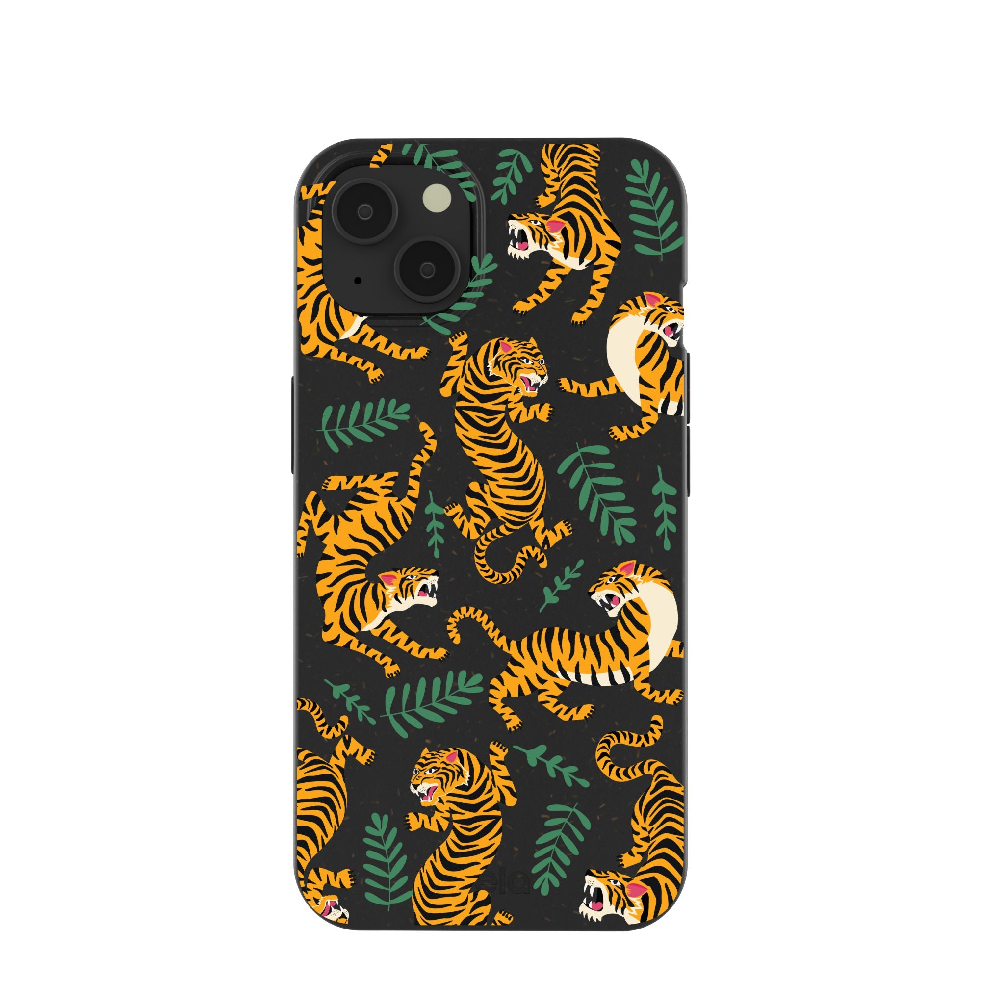 Black Playful Tigers iPhone 13 Case Refurbished - Pela Case refurbished available on Cerqular