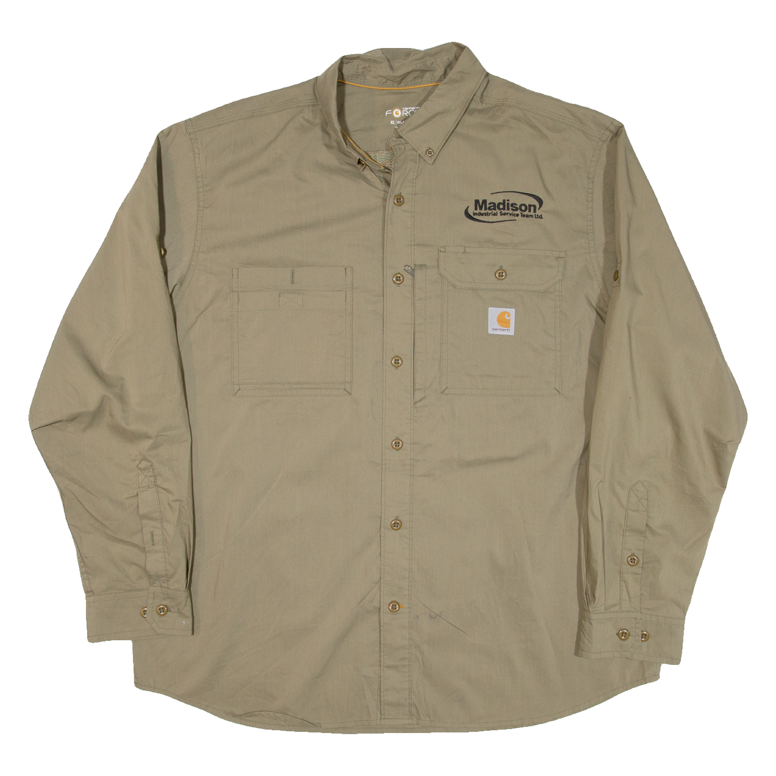 CARHARTT Mens Plain Shirt Green Long Sleeve XL Refurbished - N/A refurbished available on Cerqular
