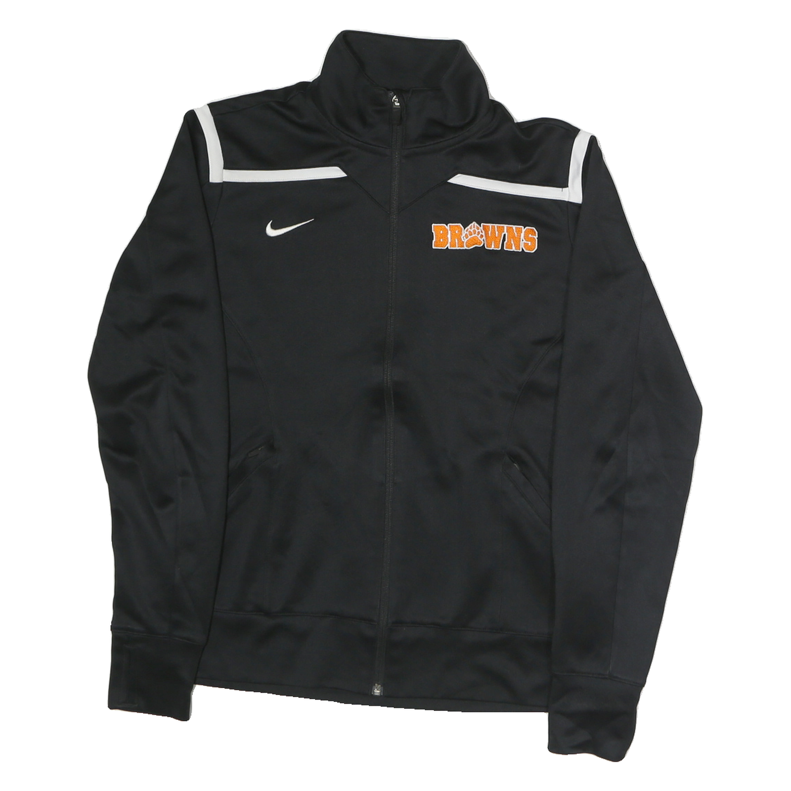 NIKE Mens Black & White Browns Track Jacket M Polyester Zip Plain Sports Casual Refurbished - N/A refurbished available on Cerqular