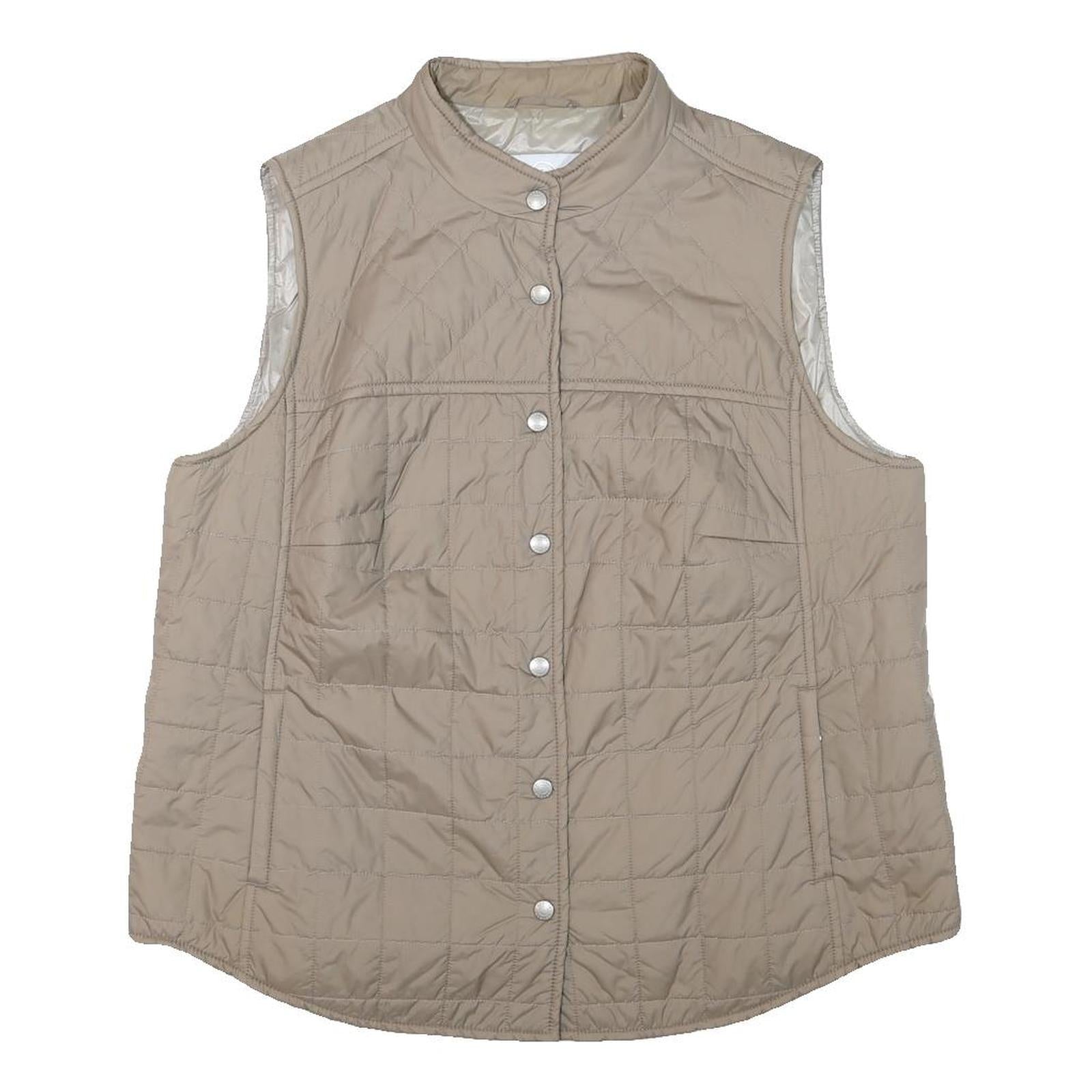 BOGNER Womens Beige Quilted Sleeveless Jacket XL Polyester Blend Button Refurbished - N/A refurbished available on Cerqular