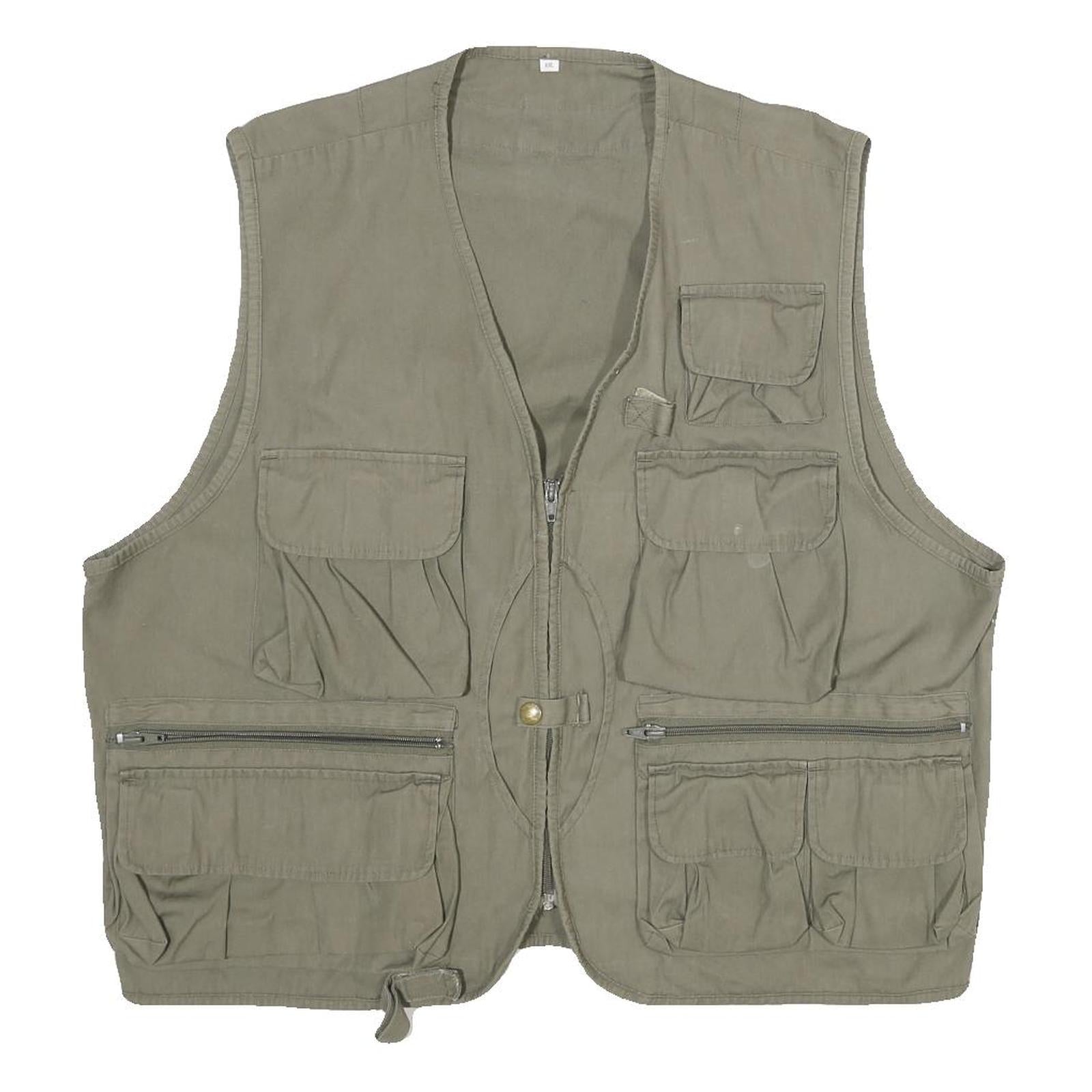 Buy Mens Green Cotton Blend Utility Zip Vest 2XL Multi Pocket Casual Outdoor Refurbished - $37.69 Mens Green Cotton Blend Utility Zip Vest 2XL Multi Pocket Casual Outdoor Refurbished - N/A refurbished available on Cerqular