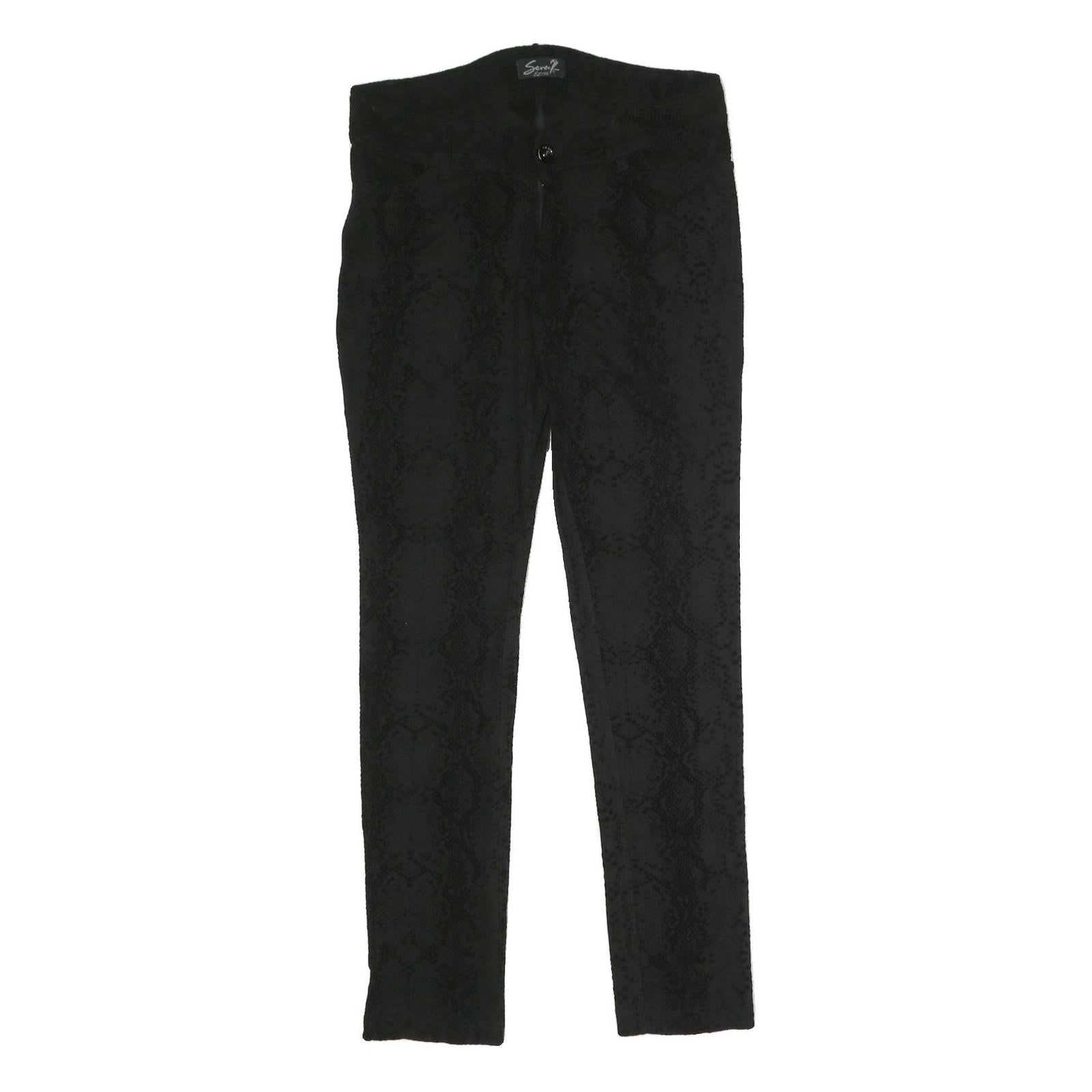 SEVEN7 Womens Cotton Blend Black Slim Skinny Trousers W30 L30 Stylish Zip Refurbished - N/A refurbished available on Cerqular