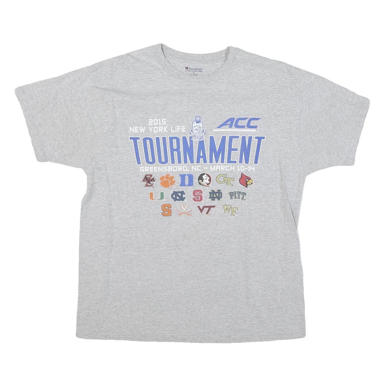 CHAMPION Mens Grey ACC Tournament Graphic T-Shirt L Short Sleeve Crew Neck Refurbished - N/A refurbished available on Cerqular