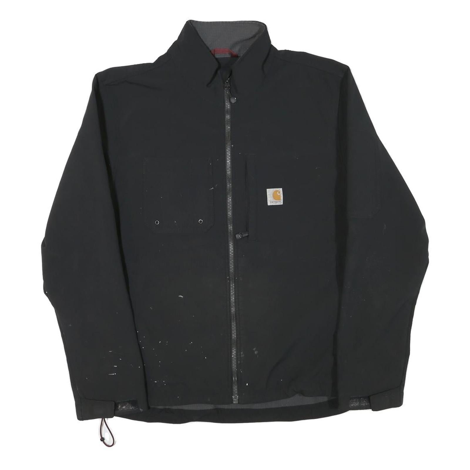 CARHARTT Mens Black Work Jacket L Polyester Blend Zip Plain Durable Outdoor Refurbished - N/A refurbished available on Cerqular