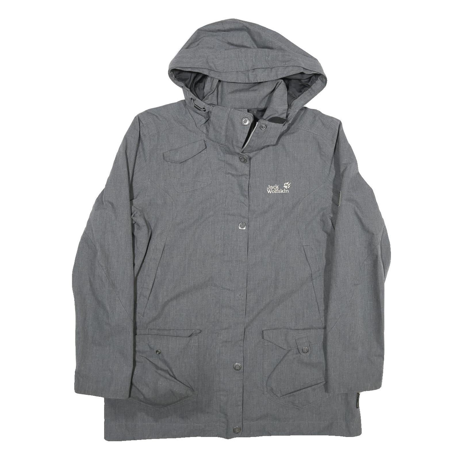 JACK WOLFSKIN Womens Grey Outdoor Jacket L Polyester Blend Zip Hooded Casual Refurbished - N/A refurbished available on Cerqular