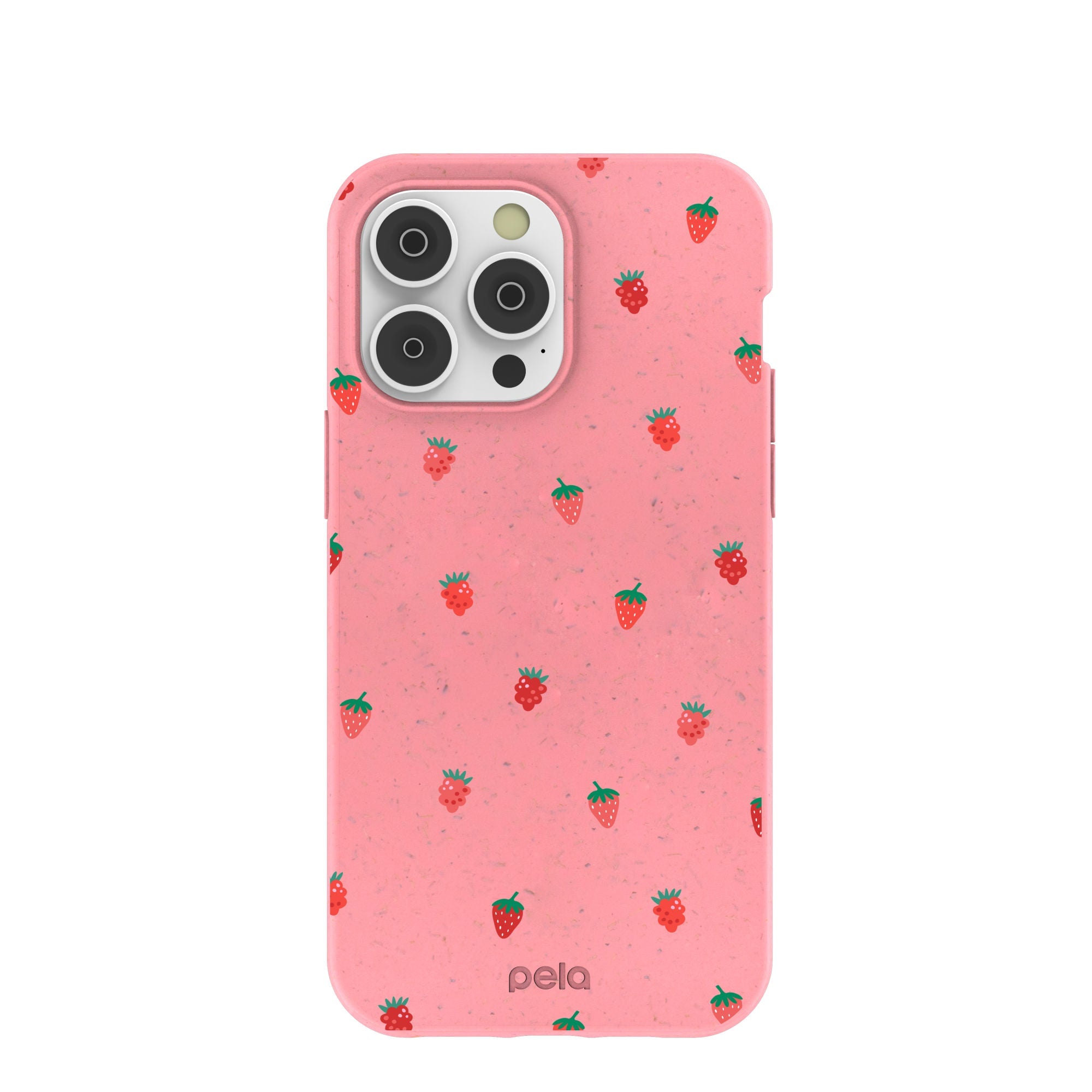 Bubblegum Pink Summer Berries iPhone 14 Pro Max Case Refurbished - Pela Case refurbished available on Cerqular