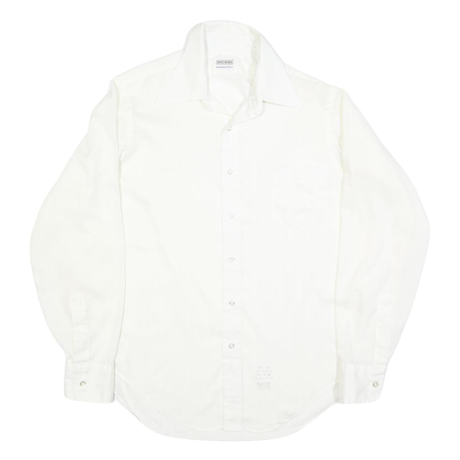EXCELLO Mens White Shirt L Classic Button Long Sleeve Formal Polyester Blend Refurbished - N/A refurbished available on Cerqular