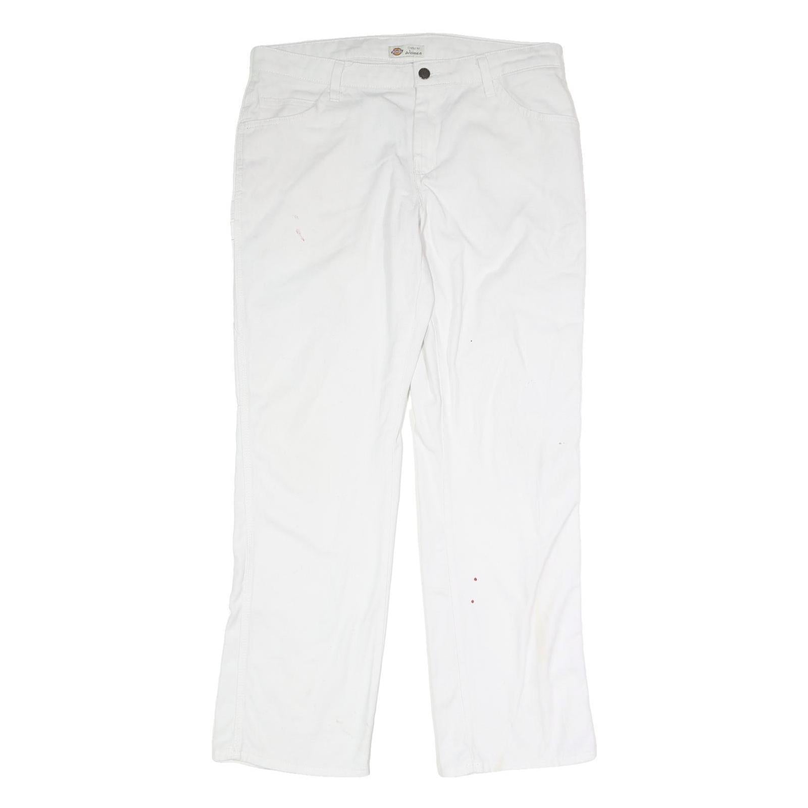 DICKIES Womens Cotton White Regular Straight Trousers W30 L39 Durable Workwear Refurbished - N/A refurbished available on Cerqular