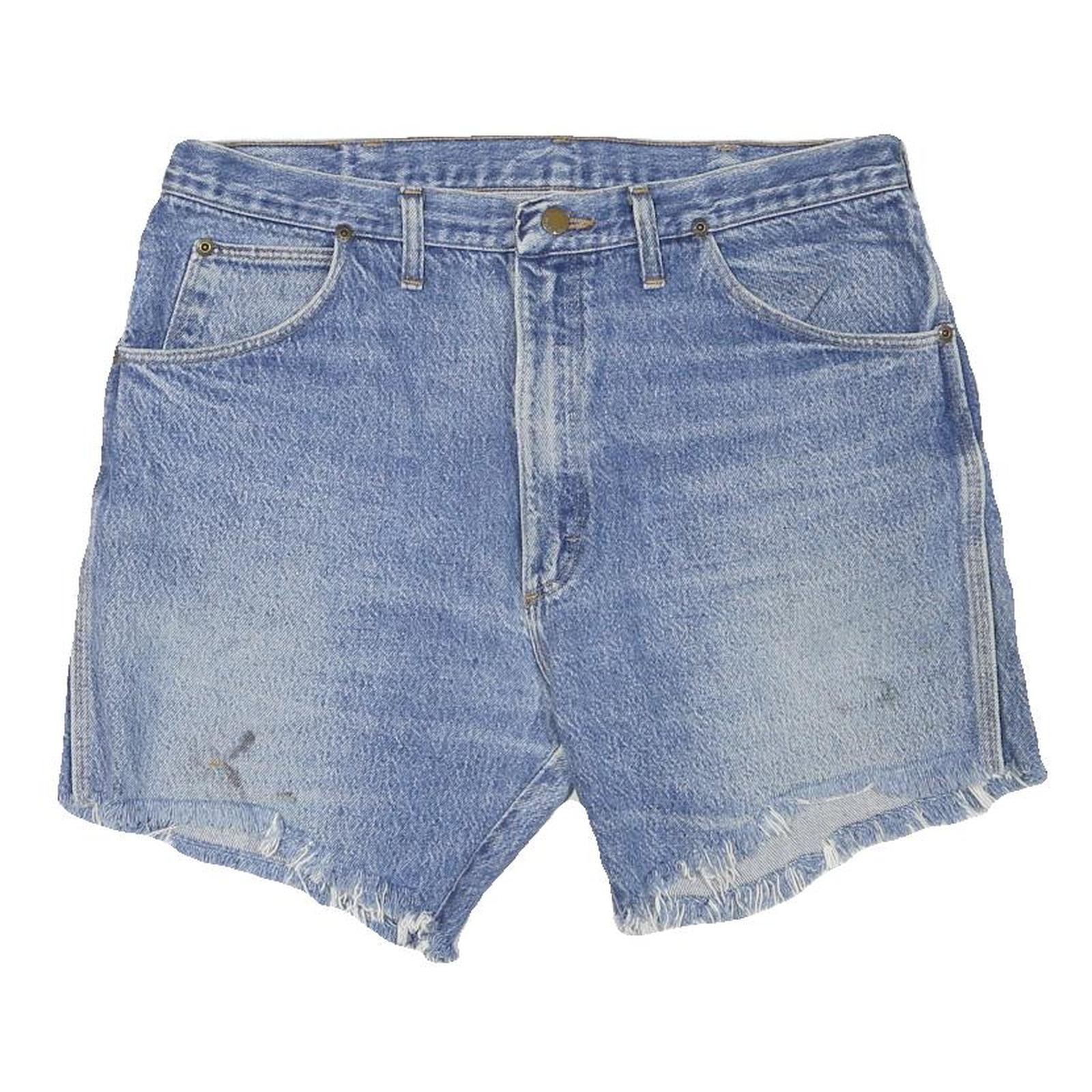 WRANGLER Womens Denim Blue Cut-Off Shorts XL W36 Casual Cotton Blend Refurbished - N/A refurbished available on Cerqular