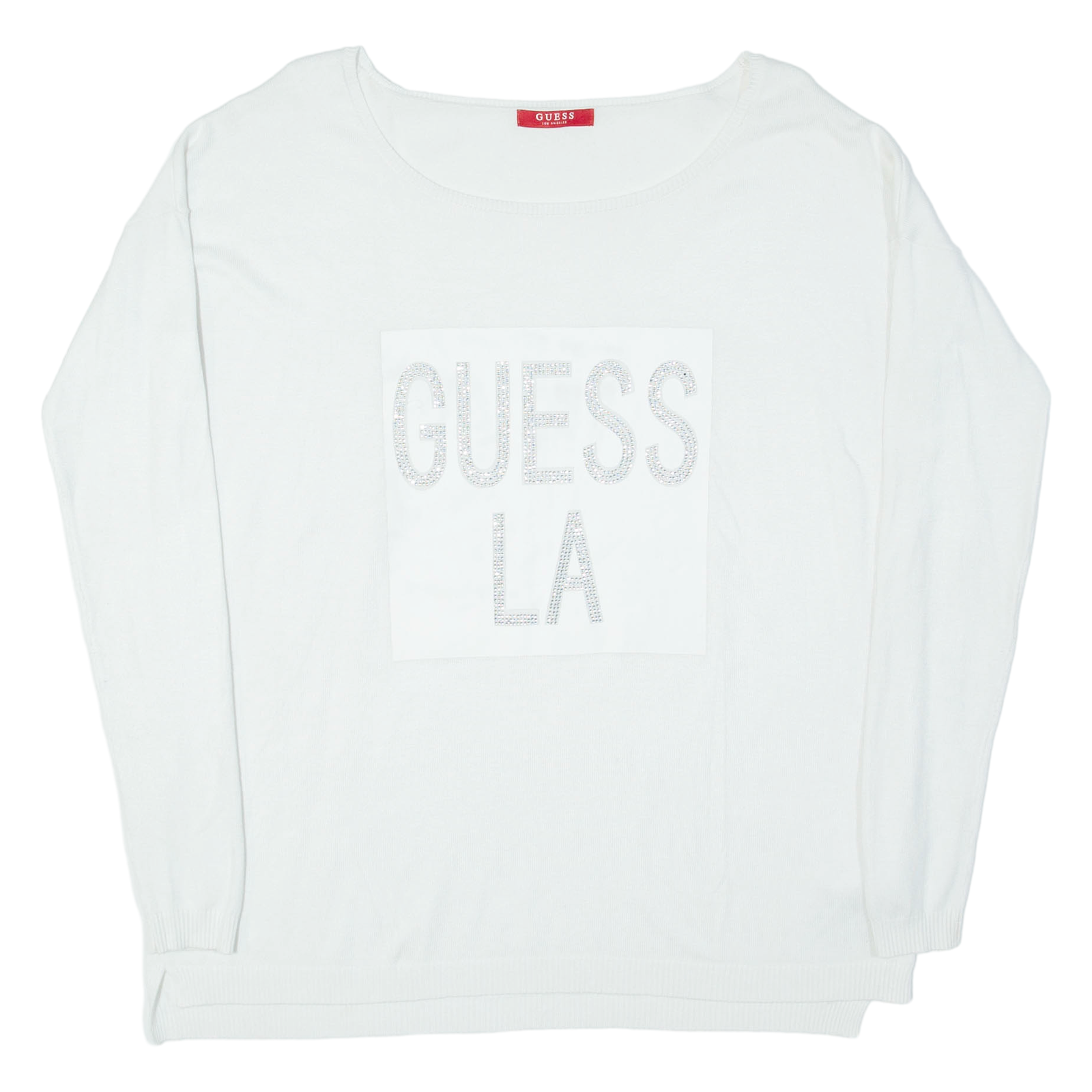 GUESS Womens Jumper White Tight Knit S Refurbished - N/A refurbished available on Cerqular
