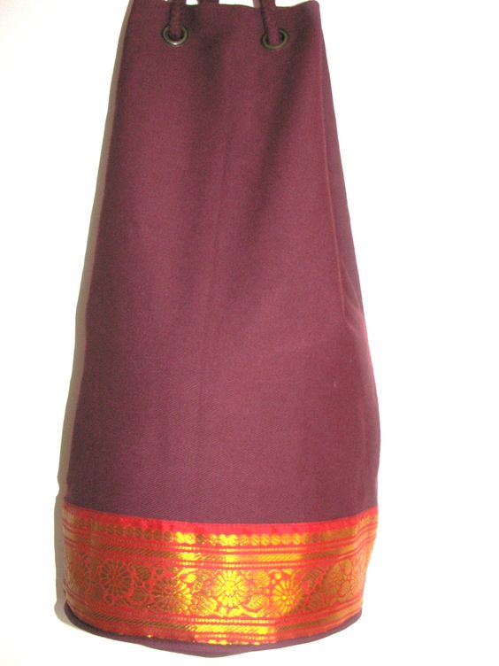 Kids Solid Yoga  Mat Bag with Saree Lace | Color: Purple with Saree Lace Refurbished - N/A refurbished available on Cerqular