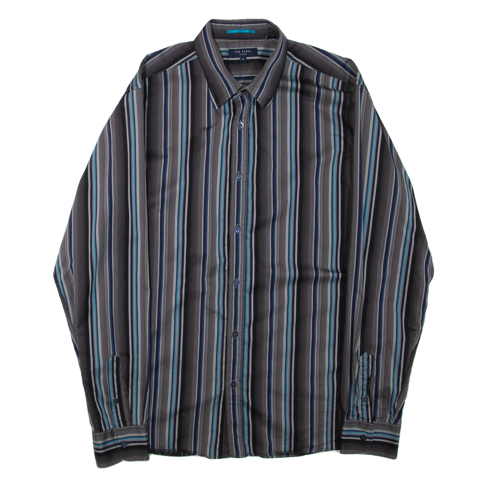 TED BAKER Mens Shirt Grey Striped Long Sleeve L Refurbished - N/A refurbished available on Cerqular