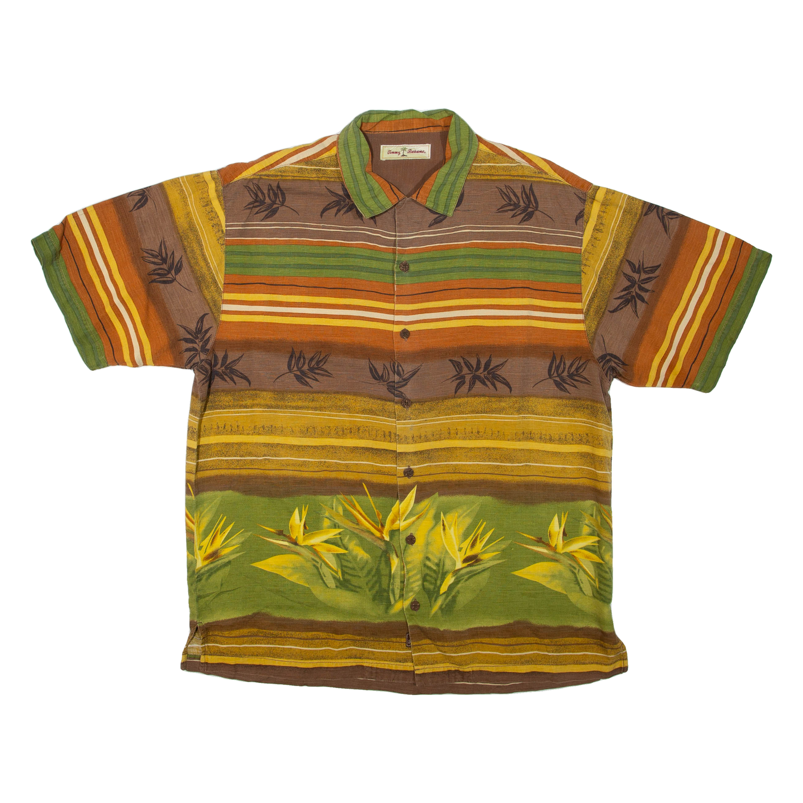 TOMMY BAHAMA Mens Hawaiian Shirt Brown Striped S Refurbished - N/A refurbished available on Cerqular