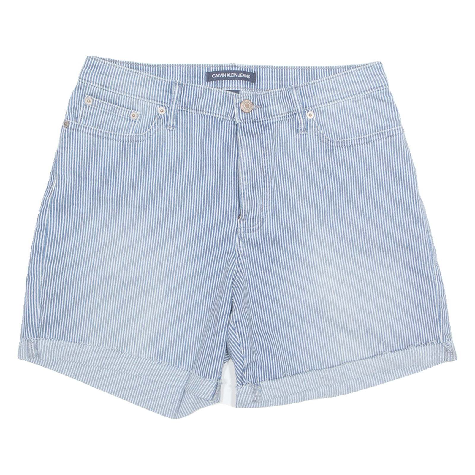 CALVIN KLEIN JEANS Denim Look Womens Casual Shorts Blue Striped M W30 Refurbished - N/A refurbished available on Cerqular