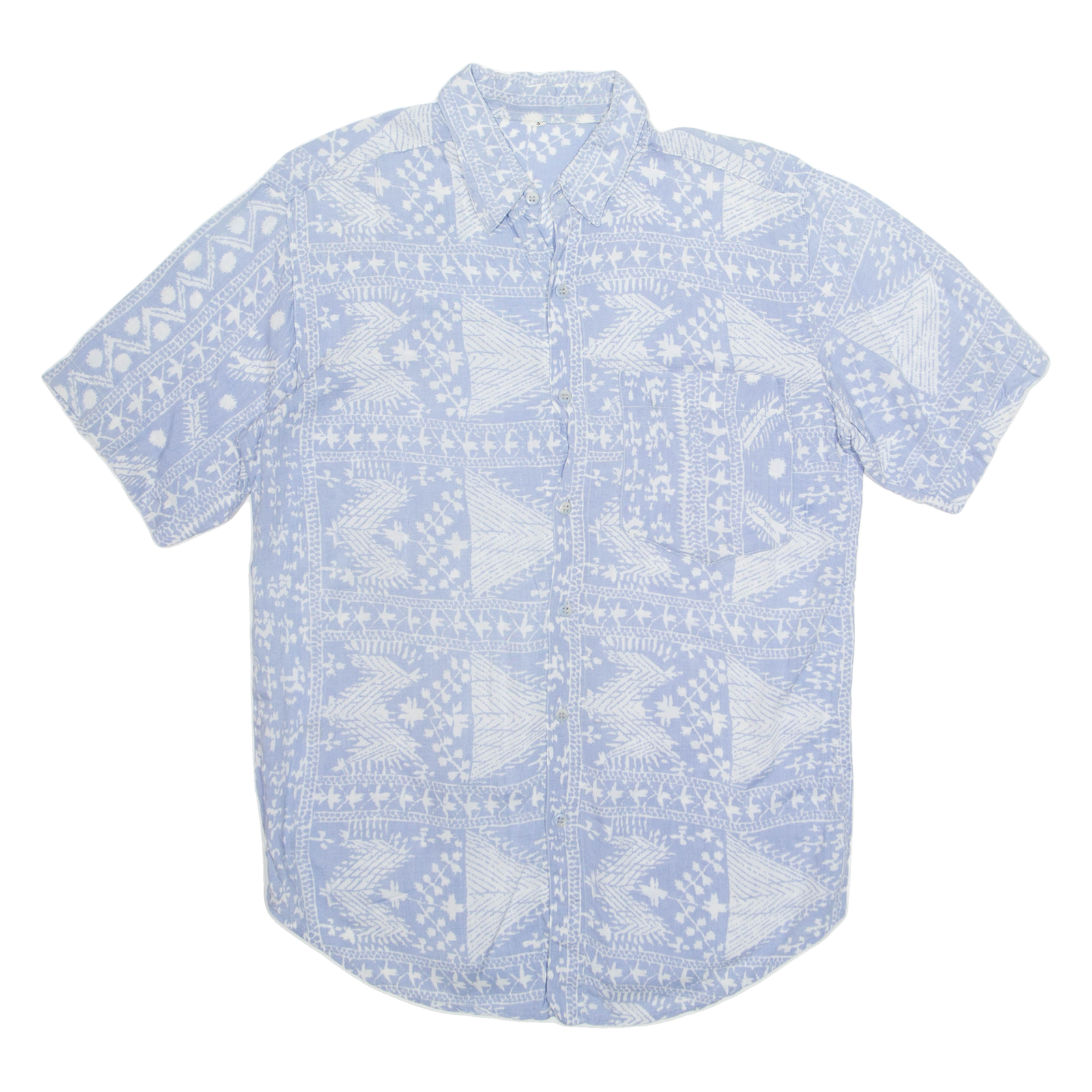 Mens Shirt Blue Viscose Crazy Pattern Short Sleeve S Refurbished - N/A refurbished available on Cerqular