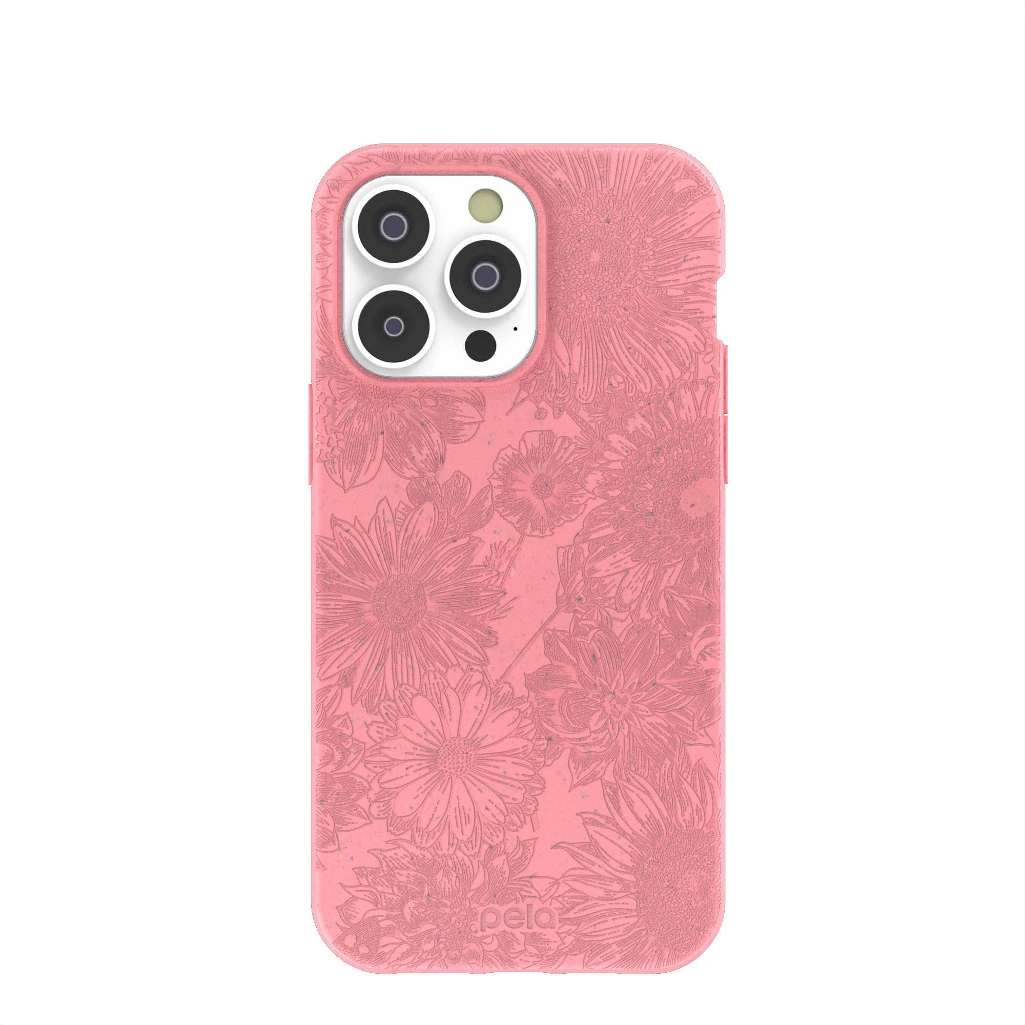 Bubblegum Pink Flora iPhone 14 Pro Max Case Refurbished - Pela Case refurbished available on Cerqular