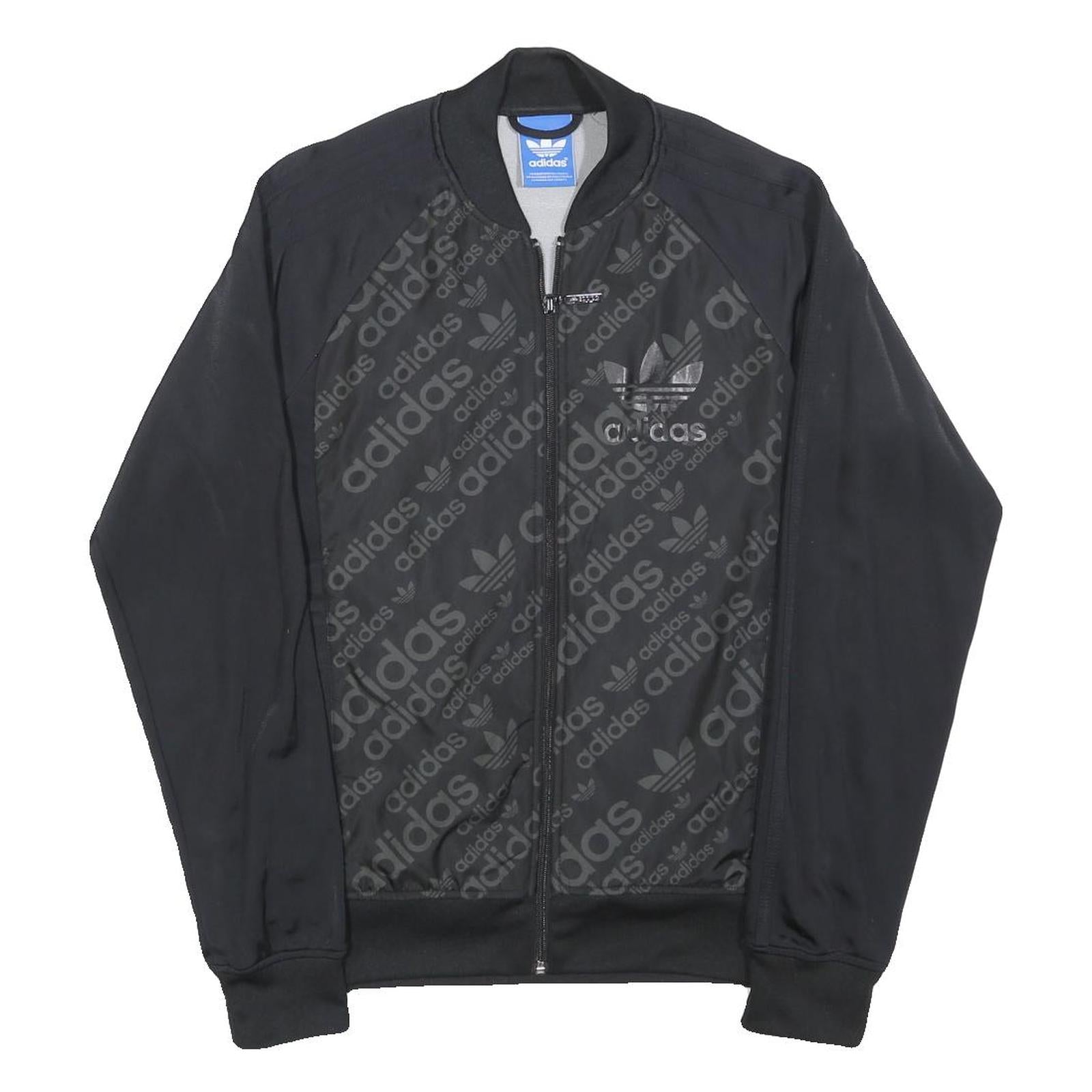 ADIDAS Mens Black Polyester Blend Bomber Jacket S Athletic Plain Zip Stylish Refurbished - N/A refurbished available on Cerqular
