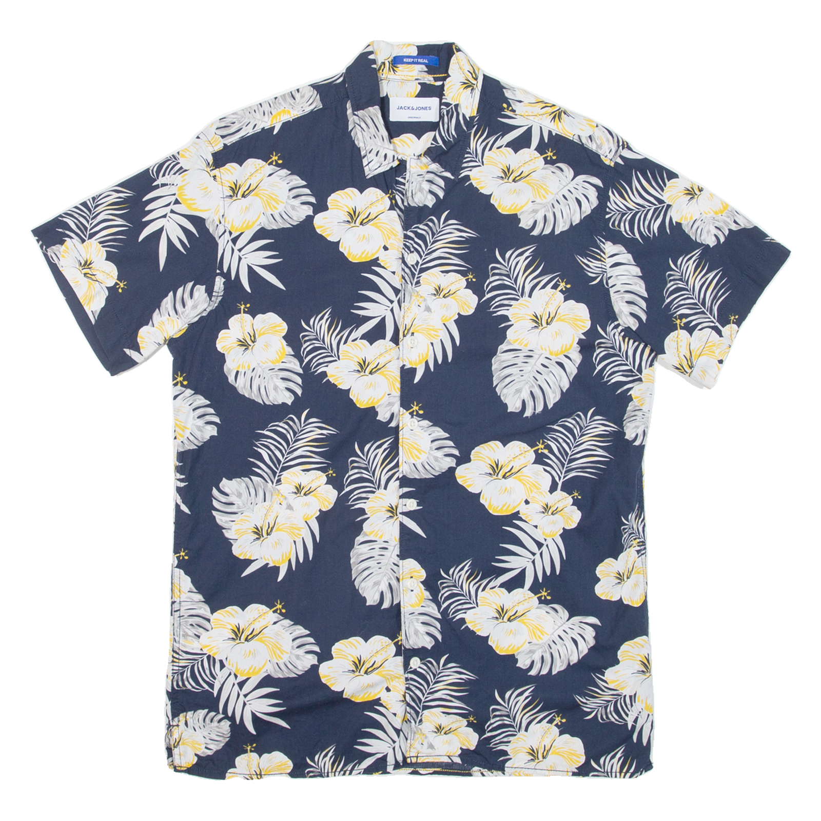 JACK & JONES Mens Hawaiian Shirt Blue Floral S Refurbished - N/A refurbished available on Cerqular