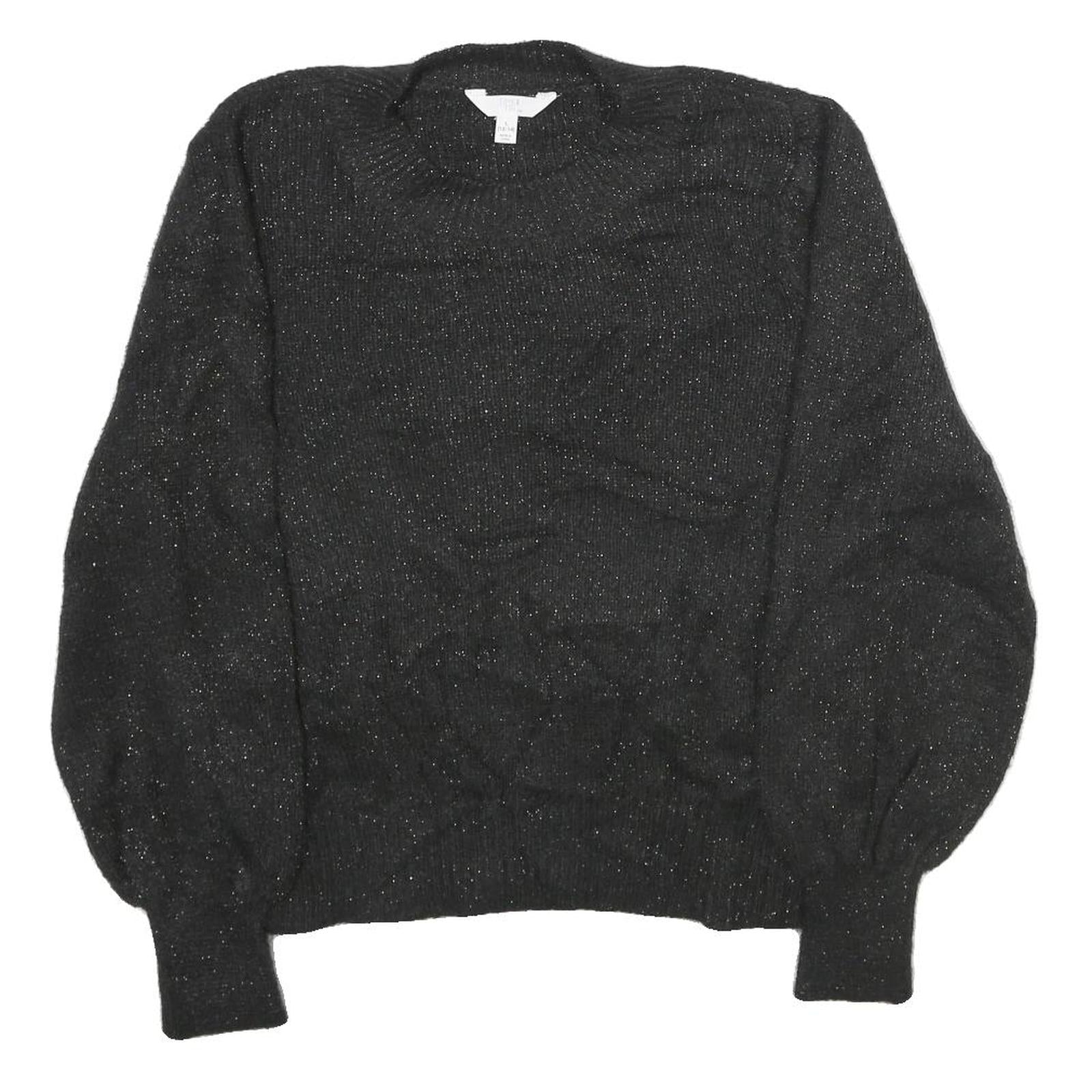 TIME AND TRU Womens Black Sparkle Pullover Plain Crew Neck Basic Knit L Jumper Refurbished - N/A refurbished available on Cerqular