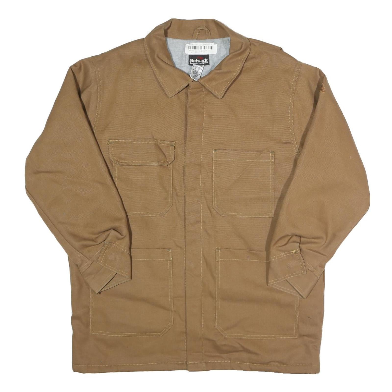 BULWARK Mens Brown Cotton Blend Jacket L Workwear Zip Plain Durable Heavy-Duty Refurbished - N/A refurbished available on Cerqular