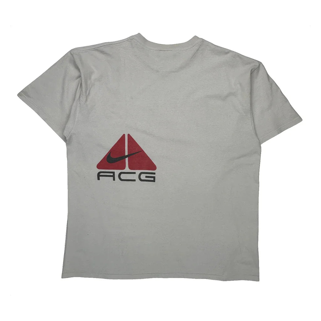 Nike Acg T-Shirt - XL Grey Cotton Refurbished - Thrifted (note: this is a term often used to describe second- refurbished available on Cerqular