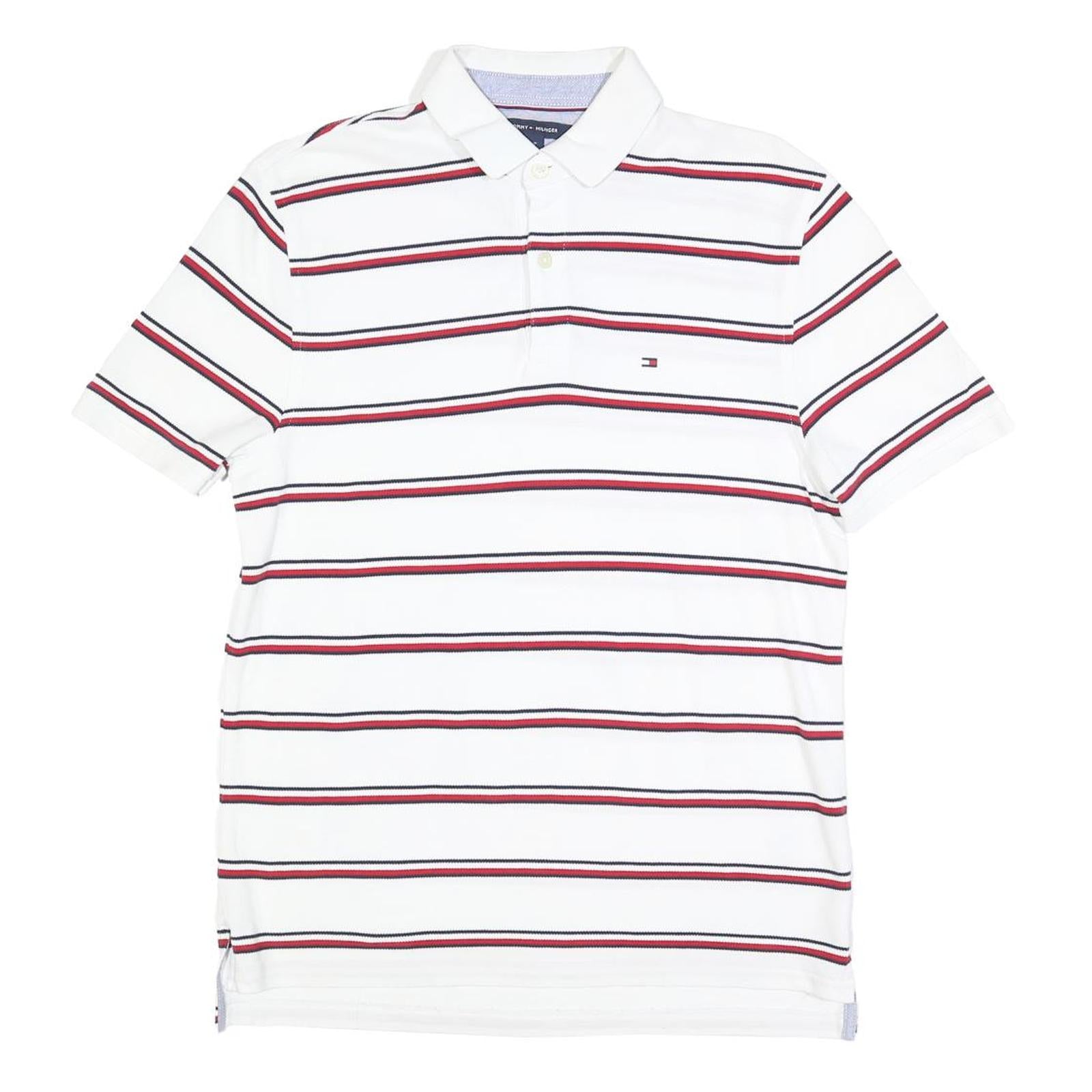 Buy TOMMY HILFIGER Mens White Red & Navy Striped Short Sleeve Polo Shirt S Cotton Refurbished - $33.79 TOMMY HILFIGER Mens White Red & Navy Striped Short Sleeve Polo Shirt S Cotton Refurbished - N/A refurbished available on Cerqular