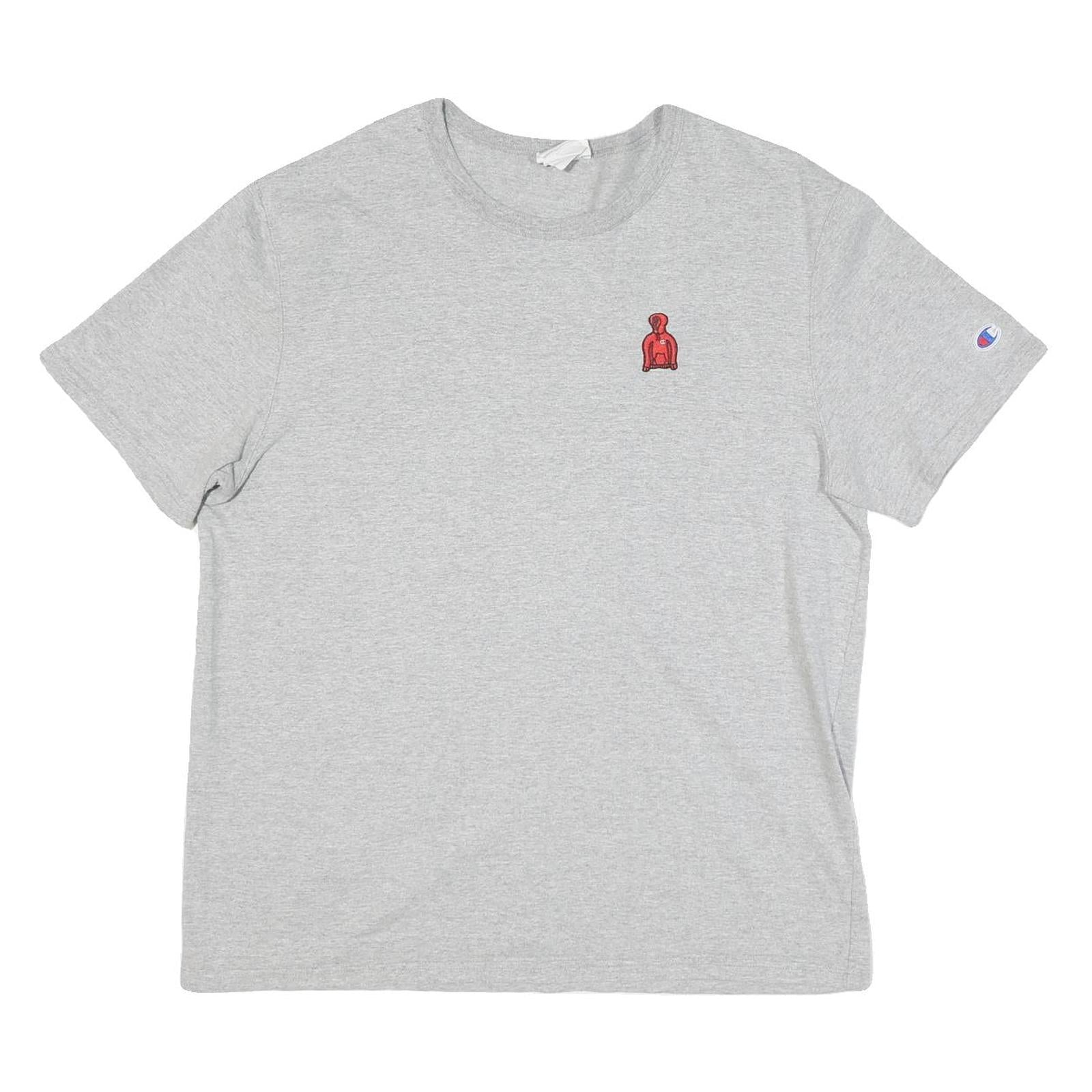 CHAMPION Mens Grey Modern T-Shirt L Short Sleeve Crew Neck Red Logo Embroidery Refurbished - N/A refurbished available on Cerqular