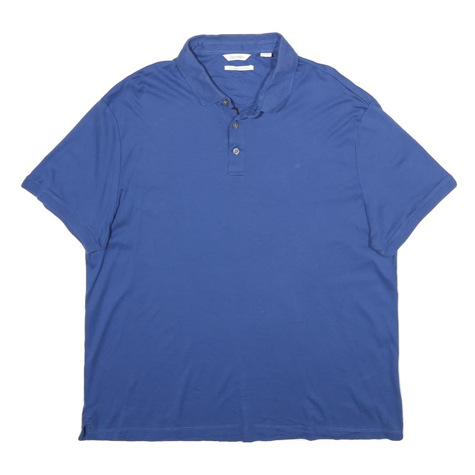 CALVIN KLEIN Mens Blue Short Sleeve Polo Shirt XL Cotton Casual Basic Refurbished - N/A refurbished available on Cerqular
