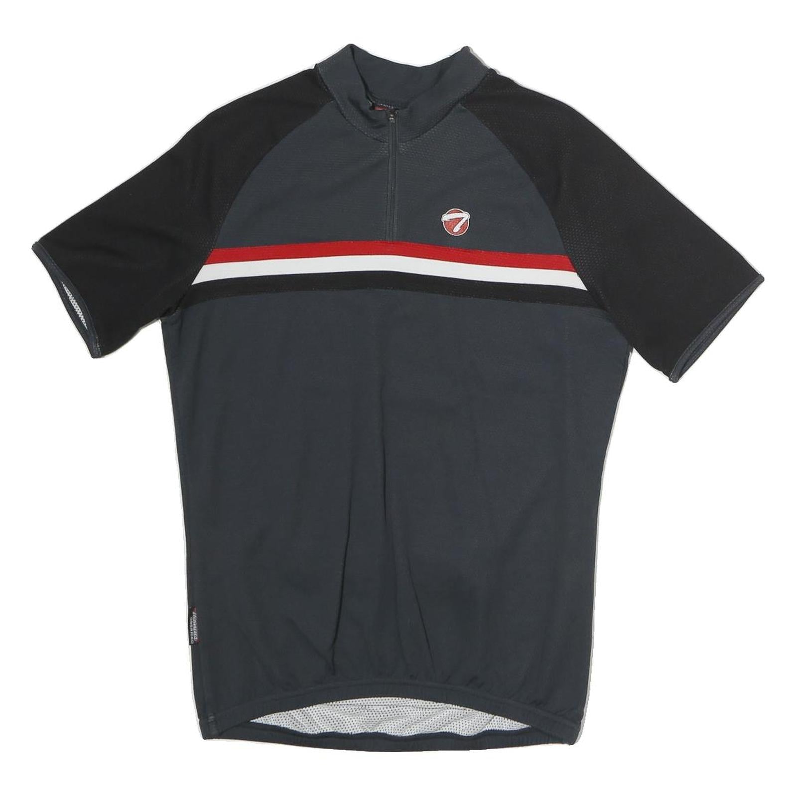 THOMAS Mens Black & Grey Cycling Jersey L Short Sleeve 1/4 Zip Sports Top Refurbished - N/A refurbished available on Cerqular