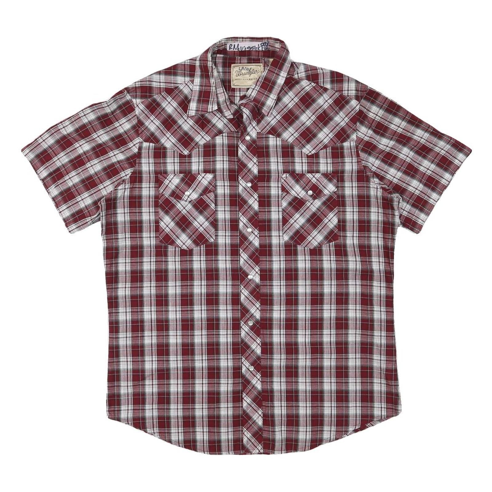 WRANGLER Mens Red & White Check Shirt L Western Casual Cotton Blend Refurbished - N/A refurbished available on Cerqular