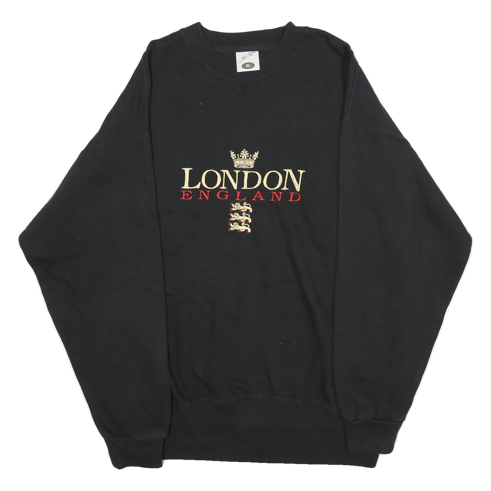 CORPORAID Mens Black London England Crew Neck XL Embroidered Sweatshirt Refurbished - N/A refurbished available on Cerqular