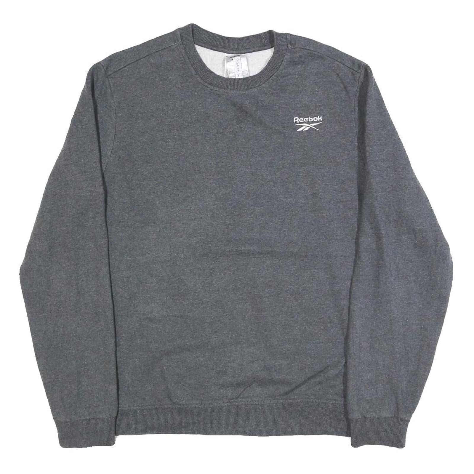 REEBOK Mens Grey Cotton Blend Crew Neck L Sweatshirt Casual Sportswear Refurbished - N/A refurbished available on Cerqular