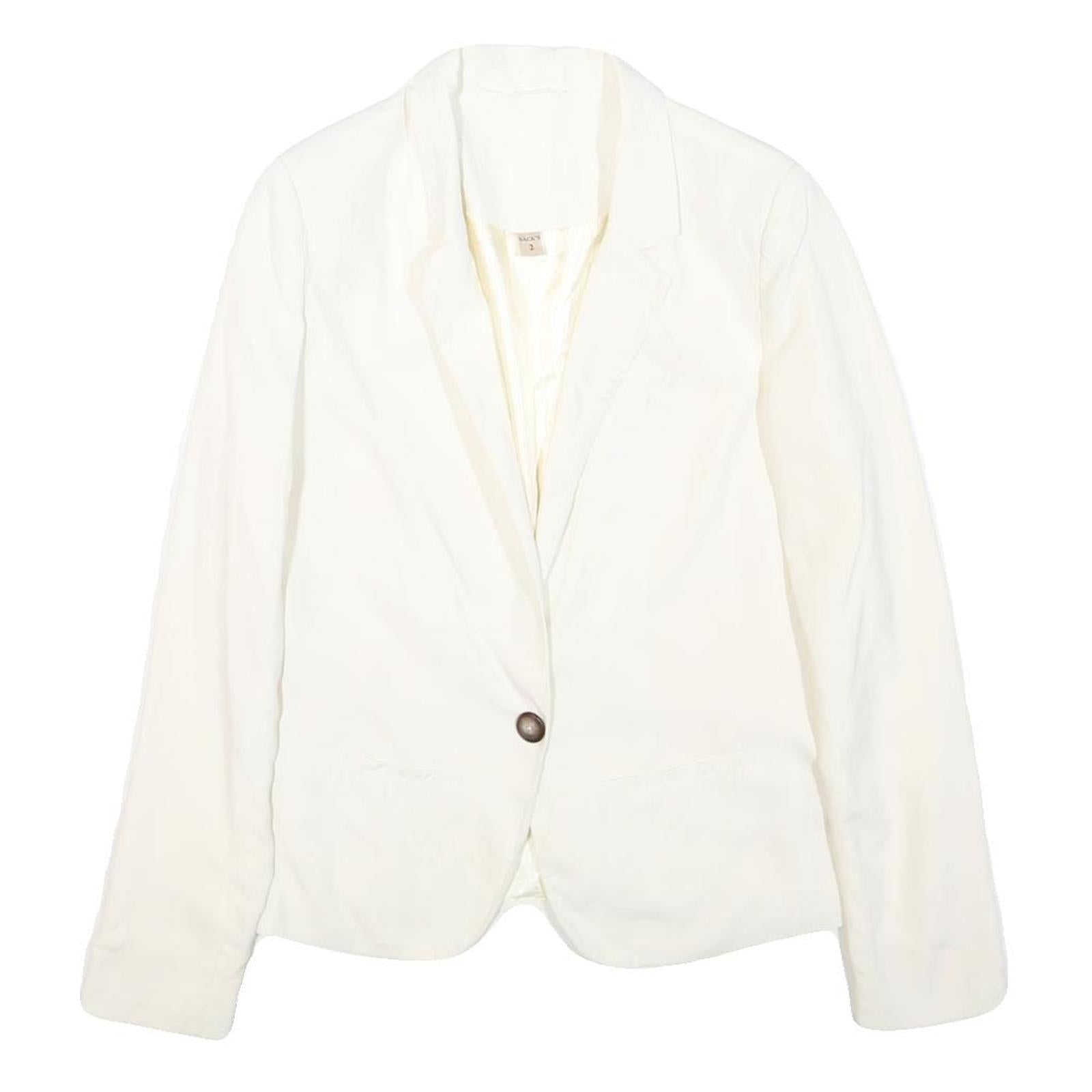 SACK'S Womens White Silk Jacket S Button Plain Elegant Lightweight Refurbished - N/A refurbished available on Cerqular