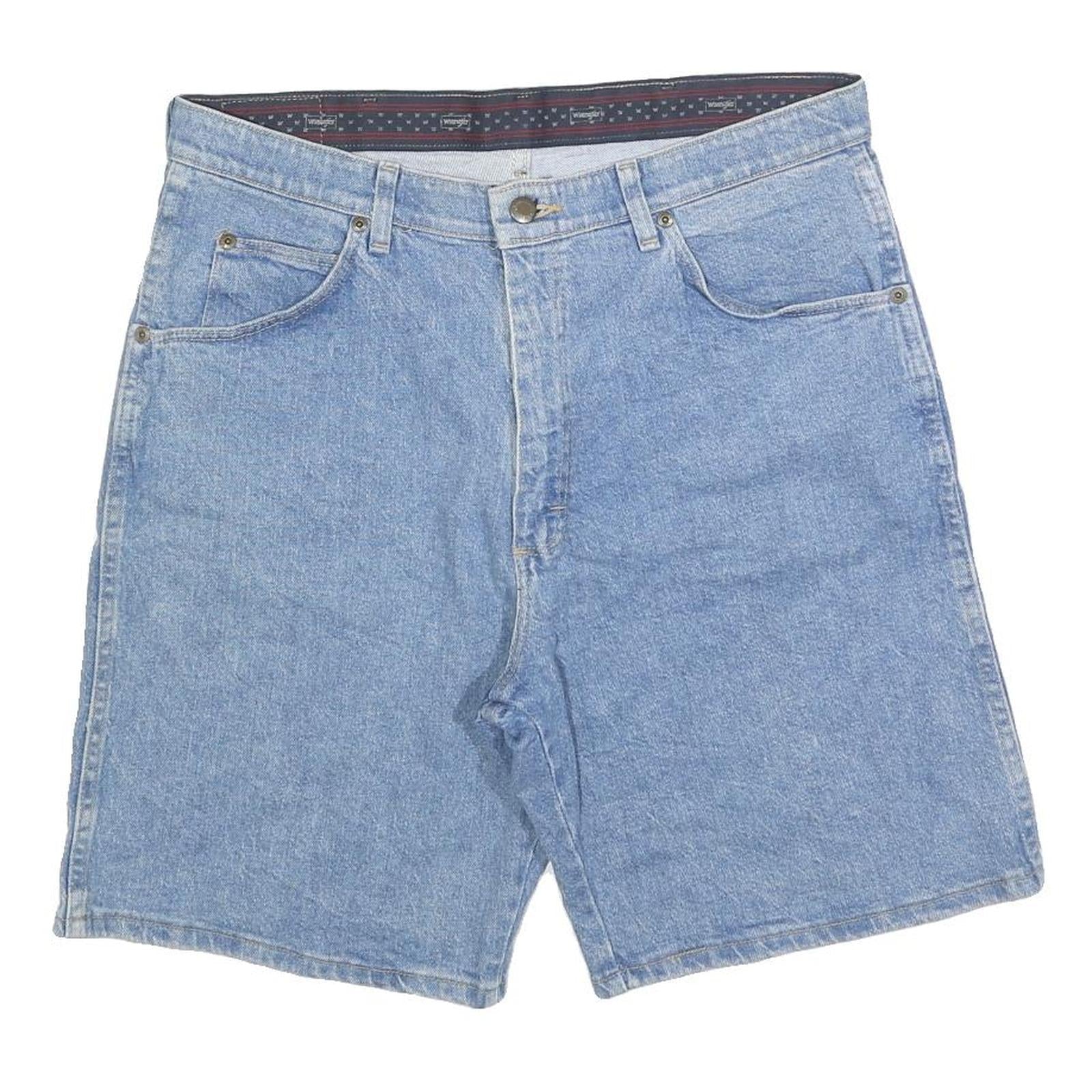 WRANGLER Mens Shorts Blue Denim Regular Fit M W34 Casual Cotton Blend Refurbished - N/A refurbished available on Cerqular