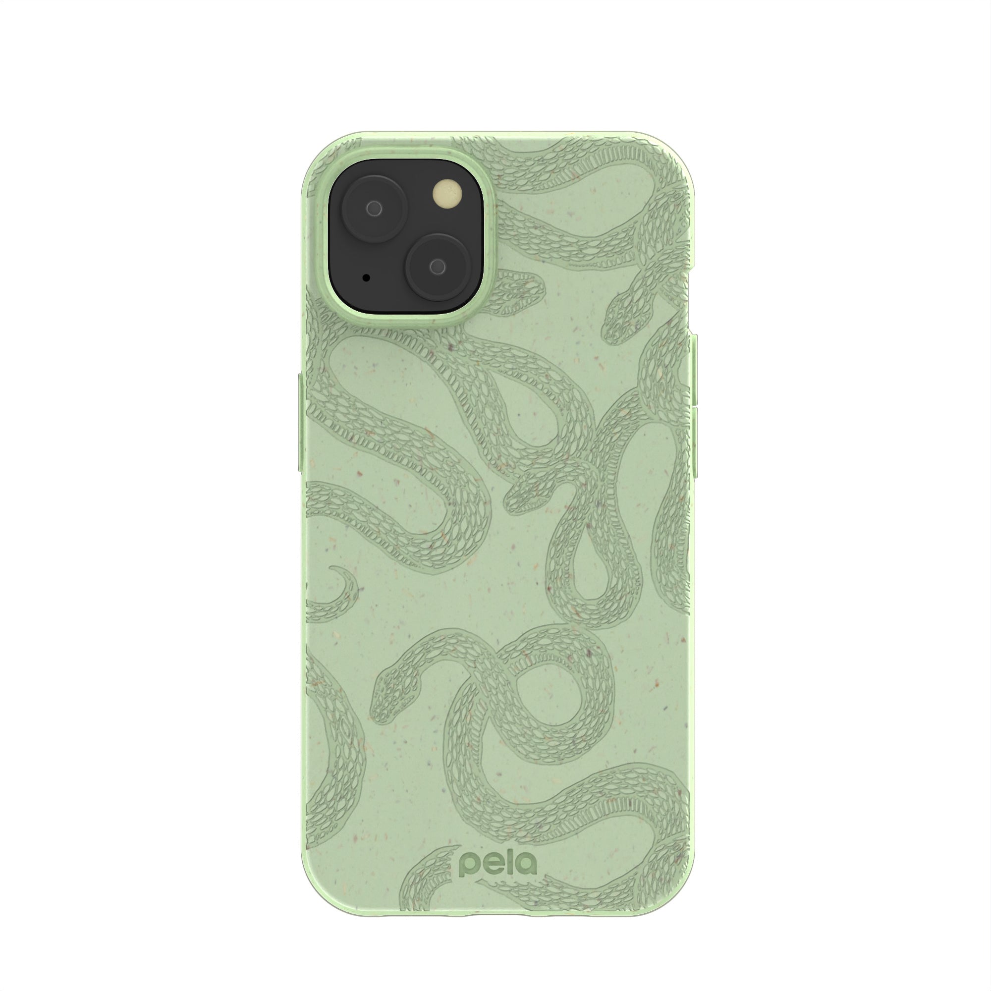 Sage Green Snaky iPhone 13 Case Refurbished - Pela Case refurbished available on Cerqular