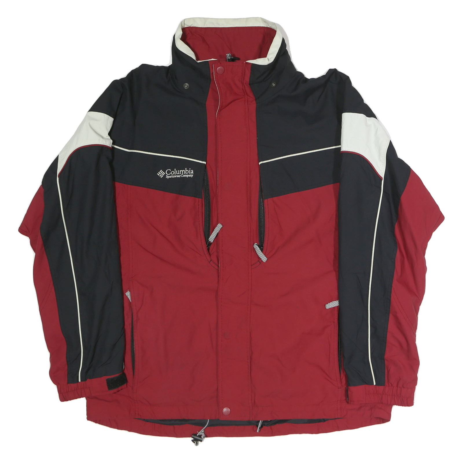 COLUMBIA Mens Red & Black Outdoor Jacket L Polyester Zip Colorblock Weatherproof Refurbished - N/A refurbished available on Cerqular